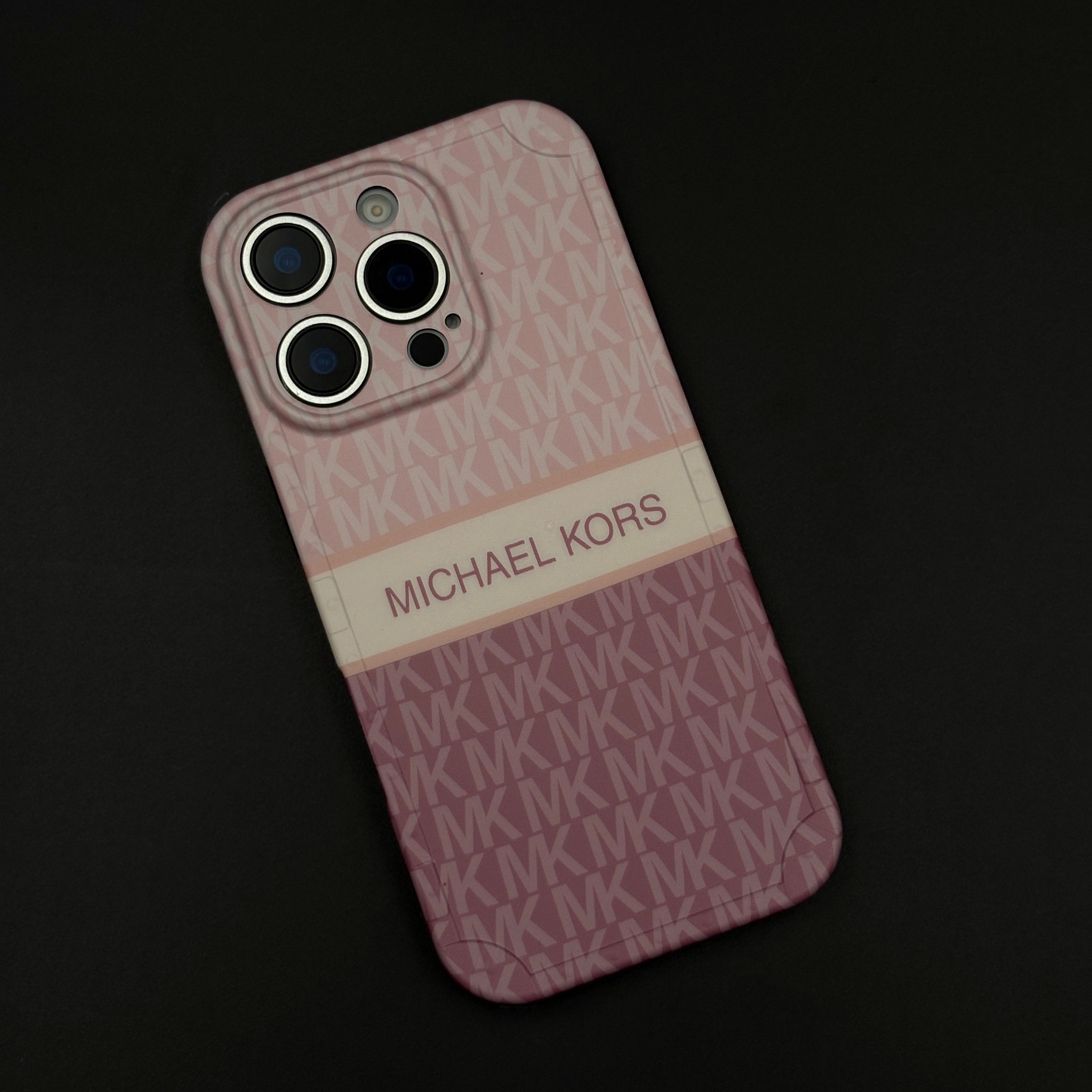 iPhone 15 Series Luxury MK Pattern Camera Protection Case Cover