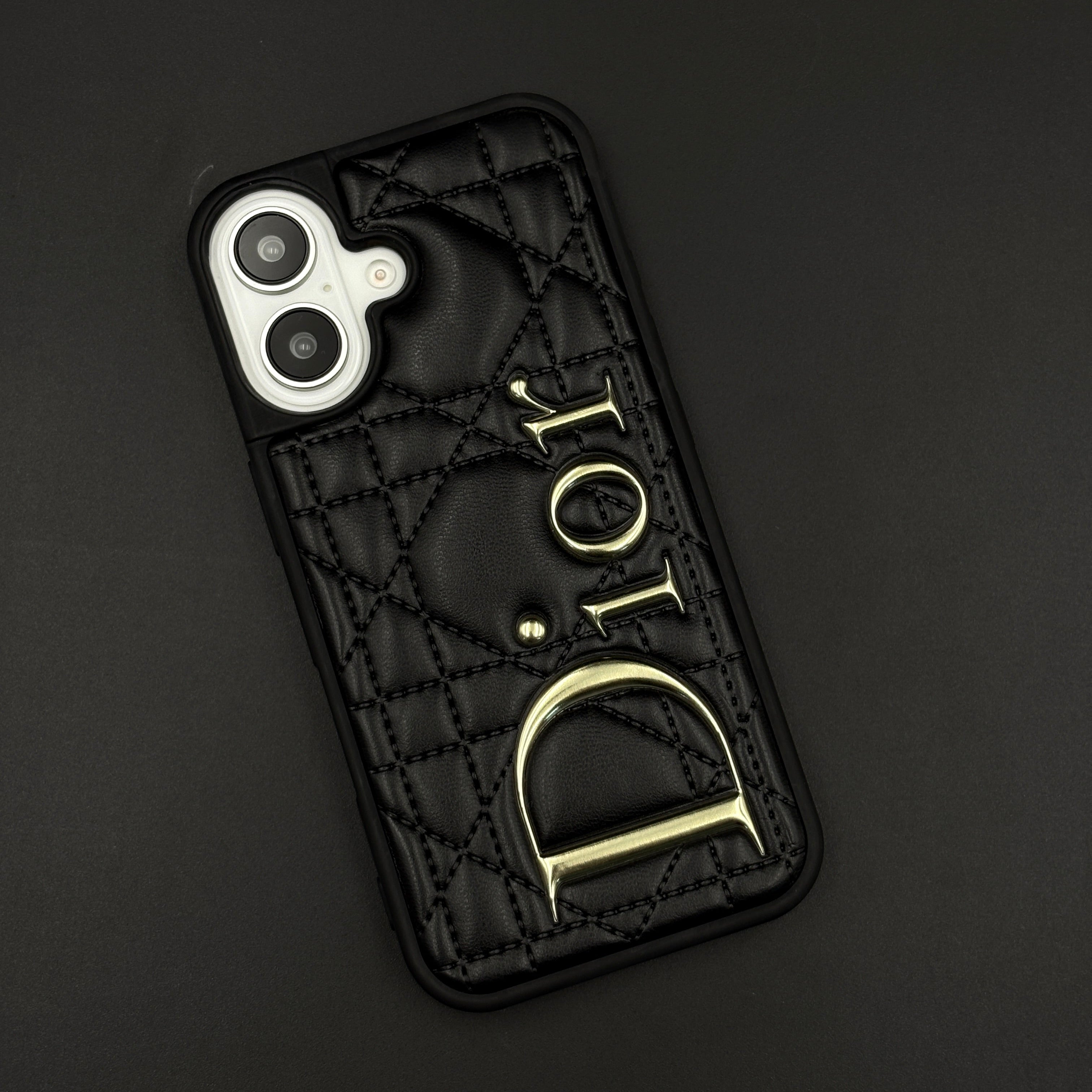 iPhone Luxury Brand CD Puffer Leather Case | Quilted Designer Protective Cover