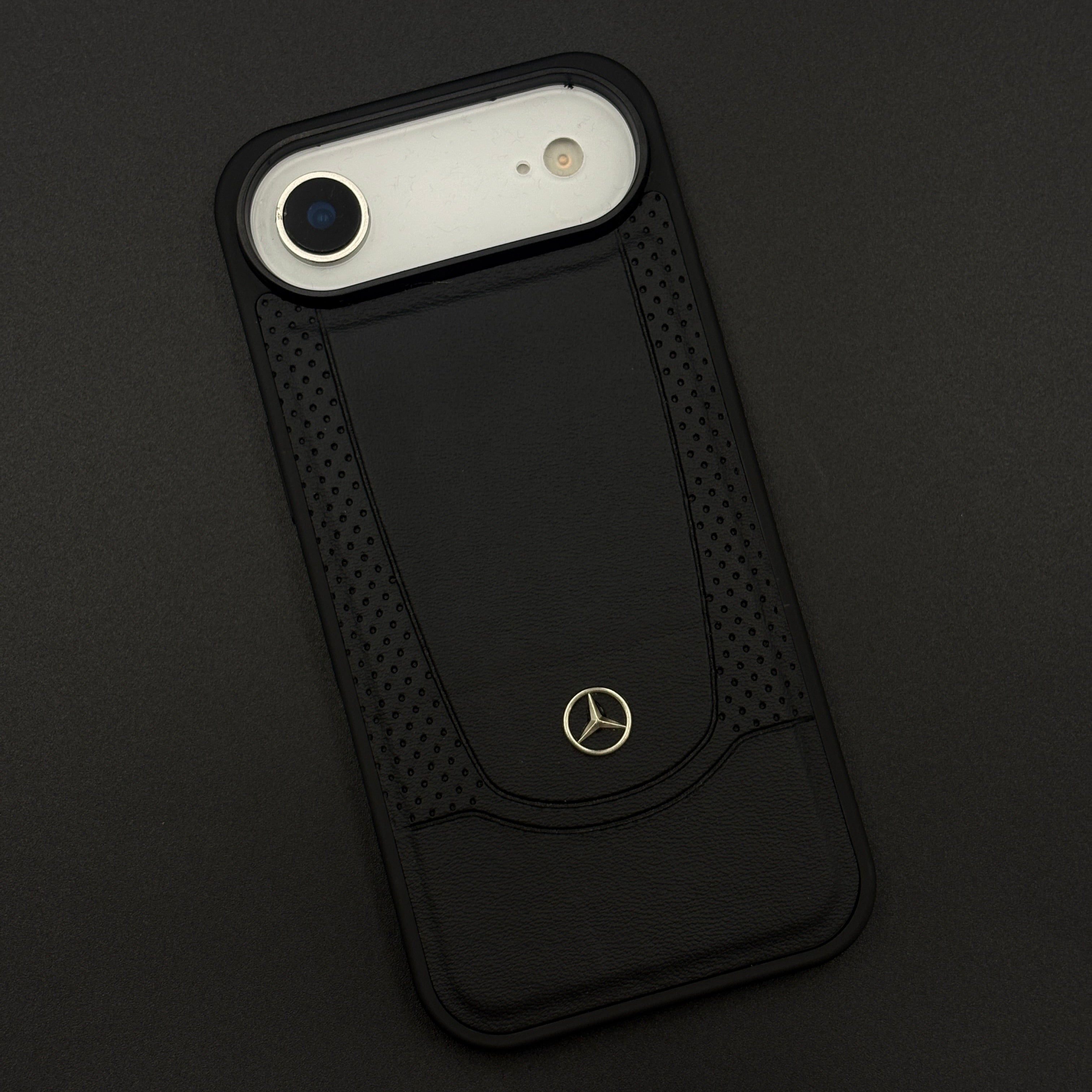 Black Perf Line Luxury Sports Car Merc Case for iPhone 17 Air with Perforated Detail