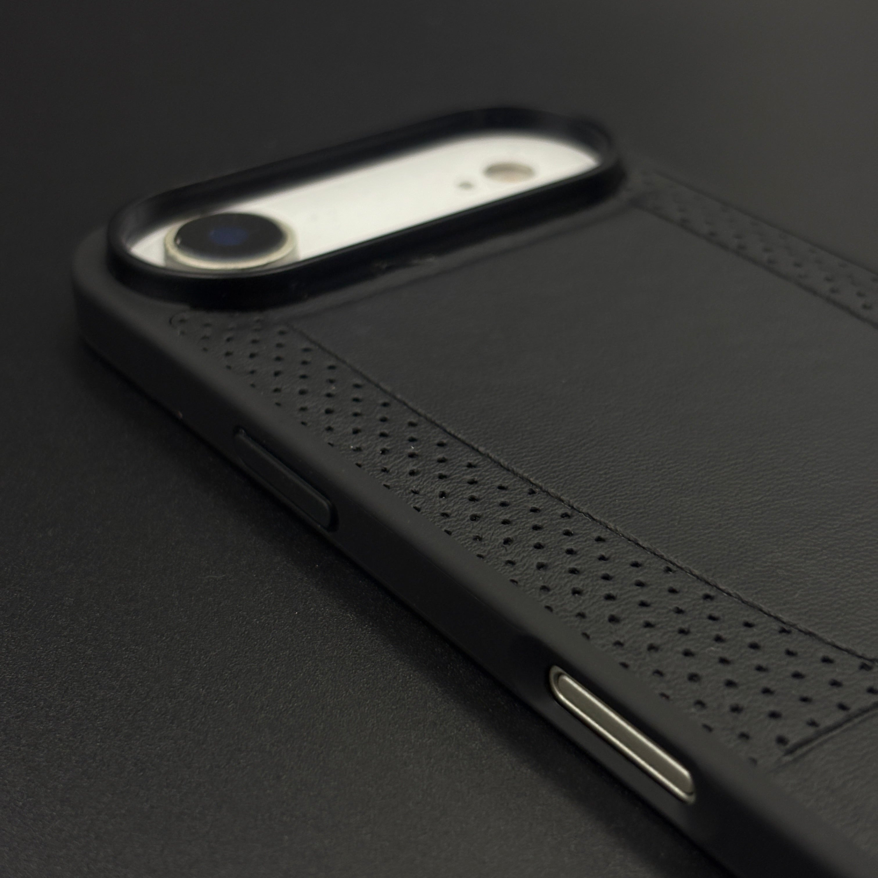 Black Perf Line Luxury Sports Car Merc Case for iPhone 17 Air with Perforated Detail