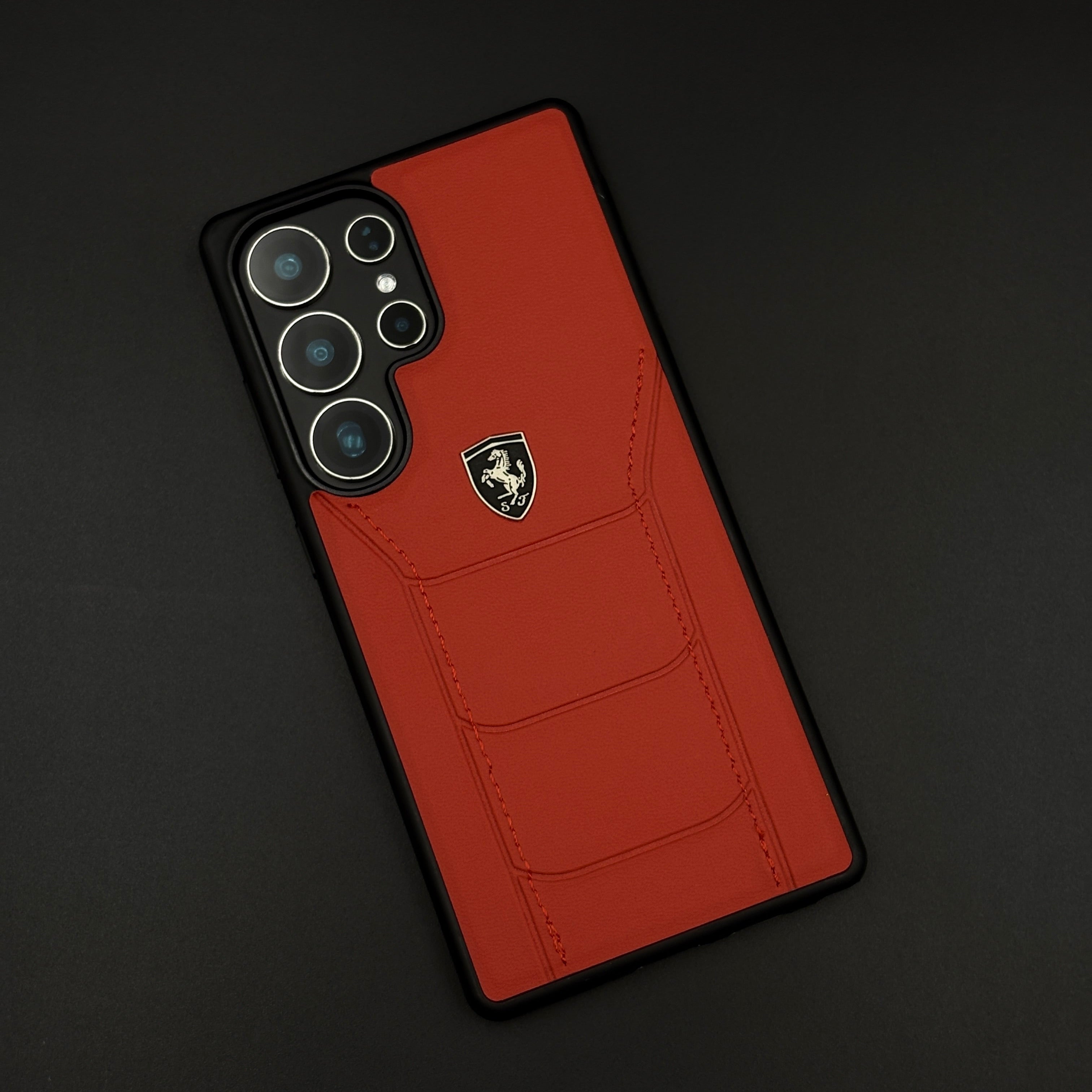 Luxury FR Stitched Red Leather Case for Samsung Galaxy S25 Ultra