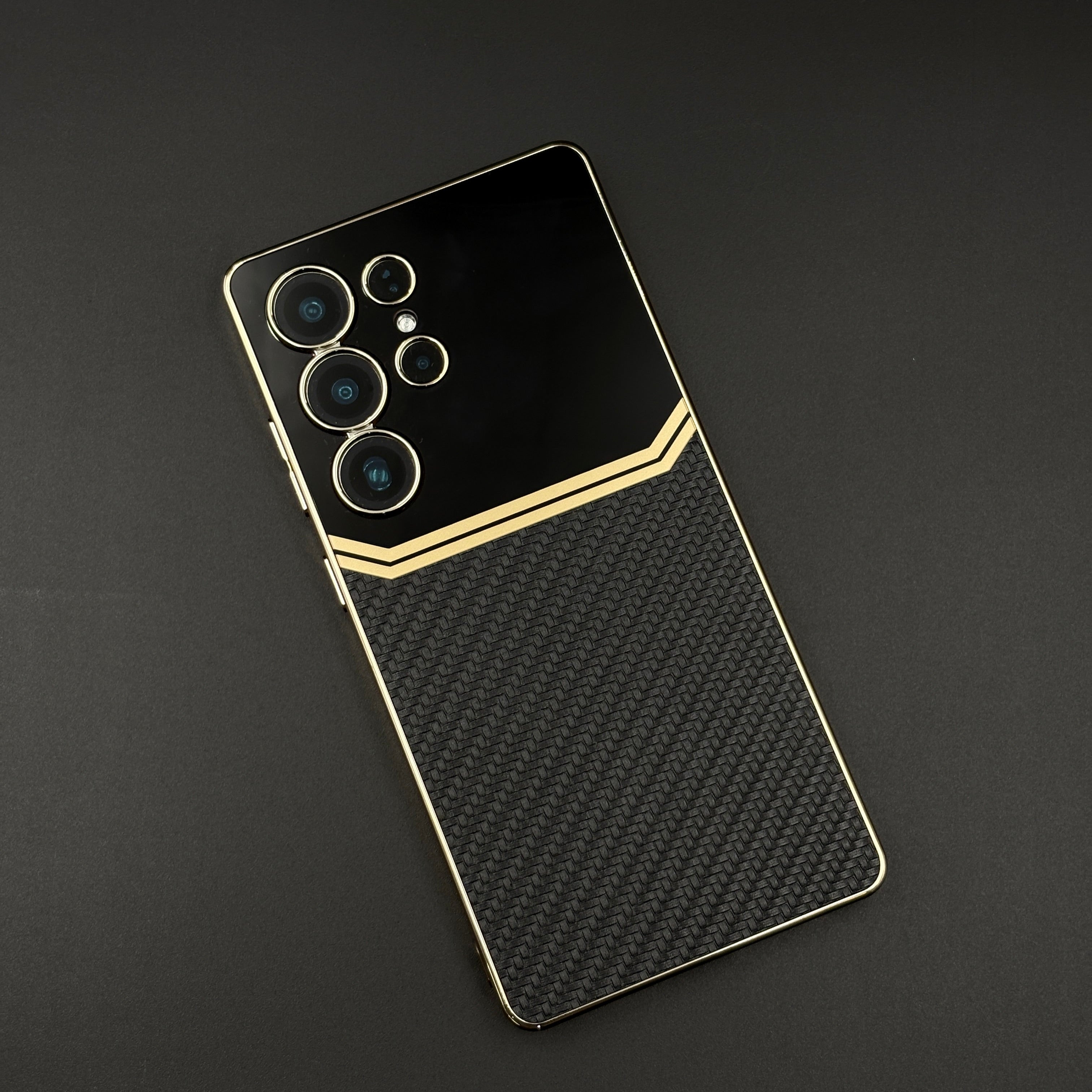 Gold Plated Gloss & Leather Case for Samsung Galaxy S25 Ultra | Premium Hybrid Finish | Elegant Cover