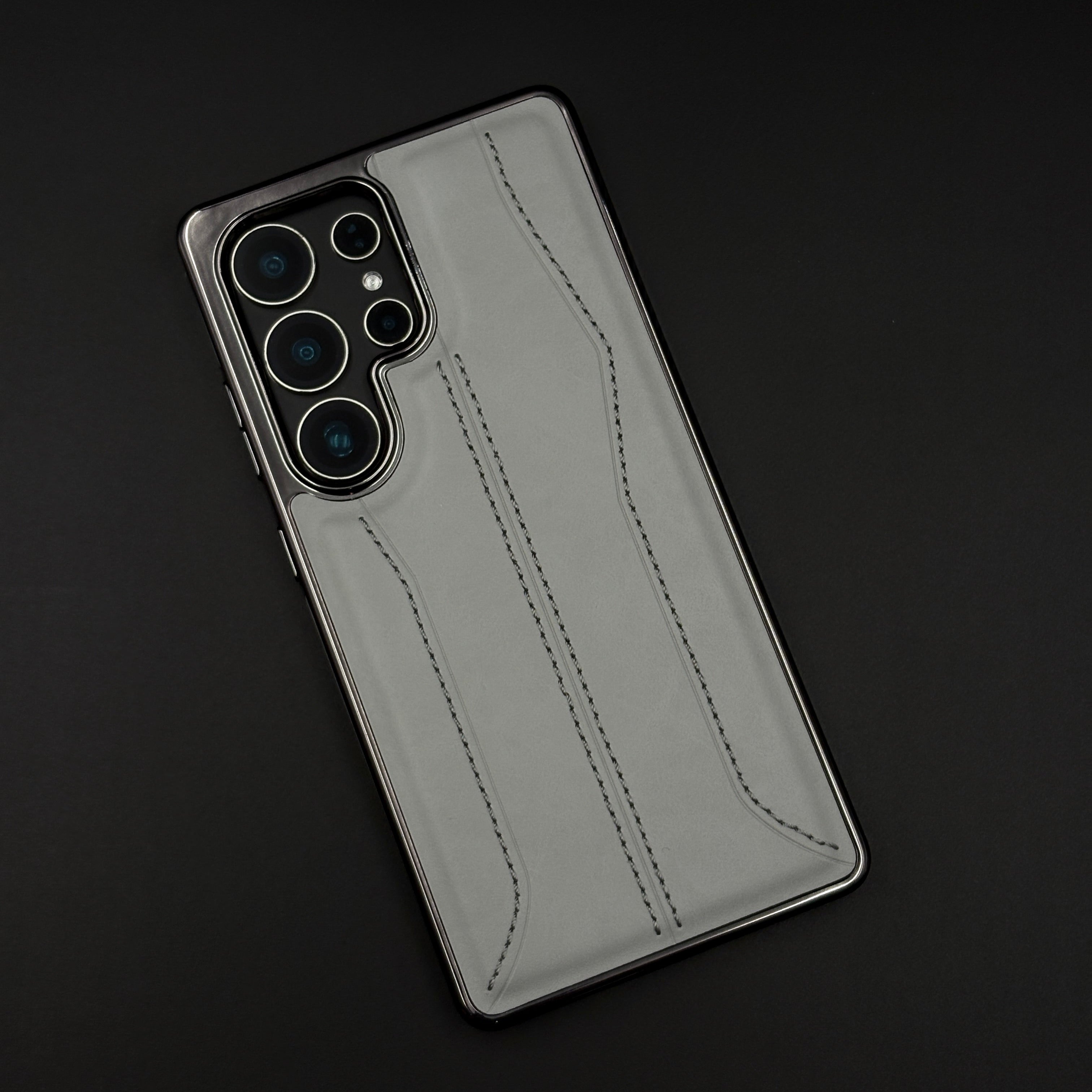 Samsung Galaxy S25 Ultra Stitched Leather Chrome Case