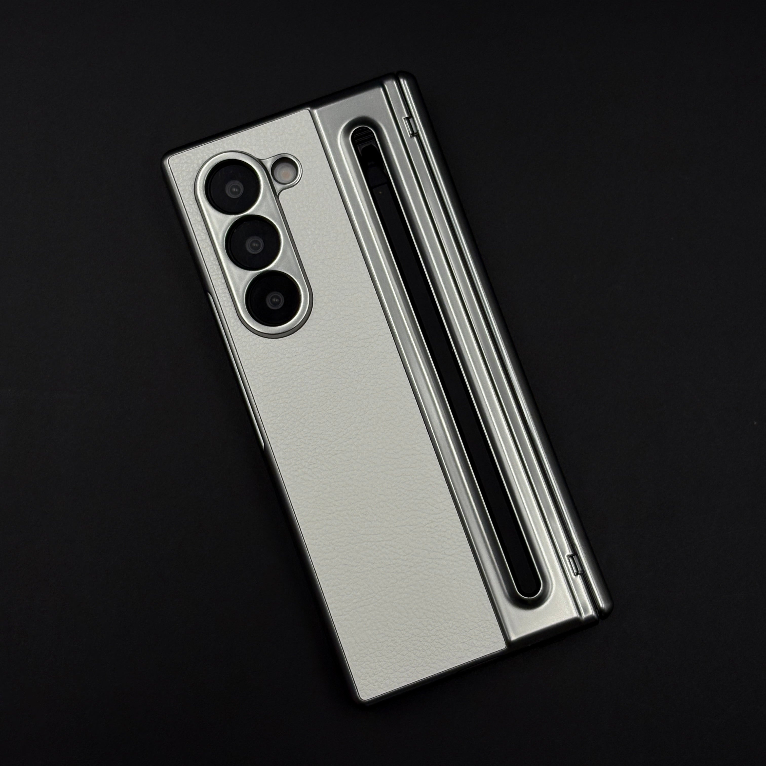 All-in-One Case | Leather Texture with Pen for Samsung Galaxy Z Fold 7 | Front Screen Protector & Side Hinge Protection