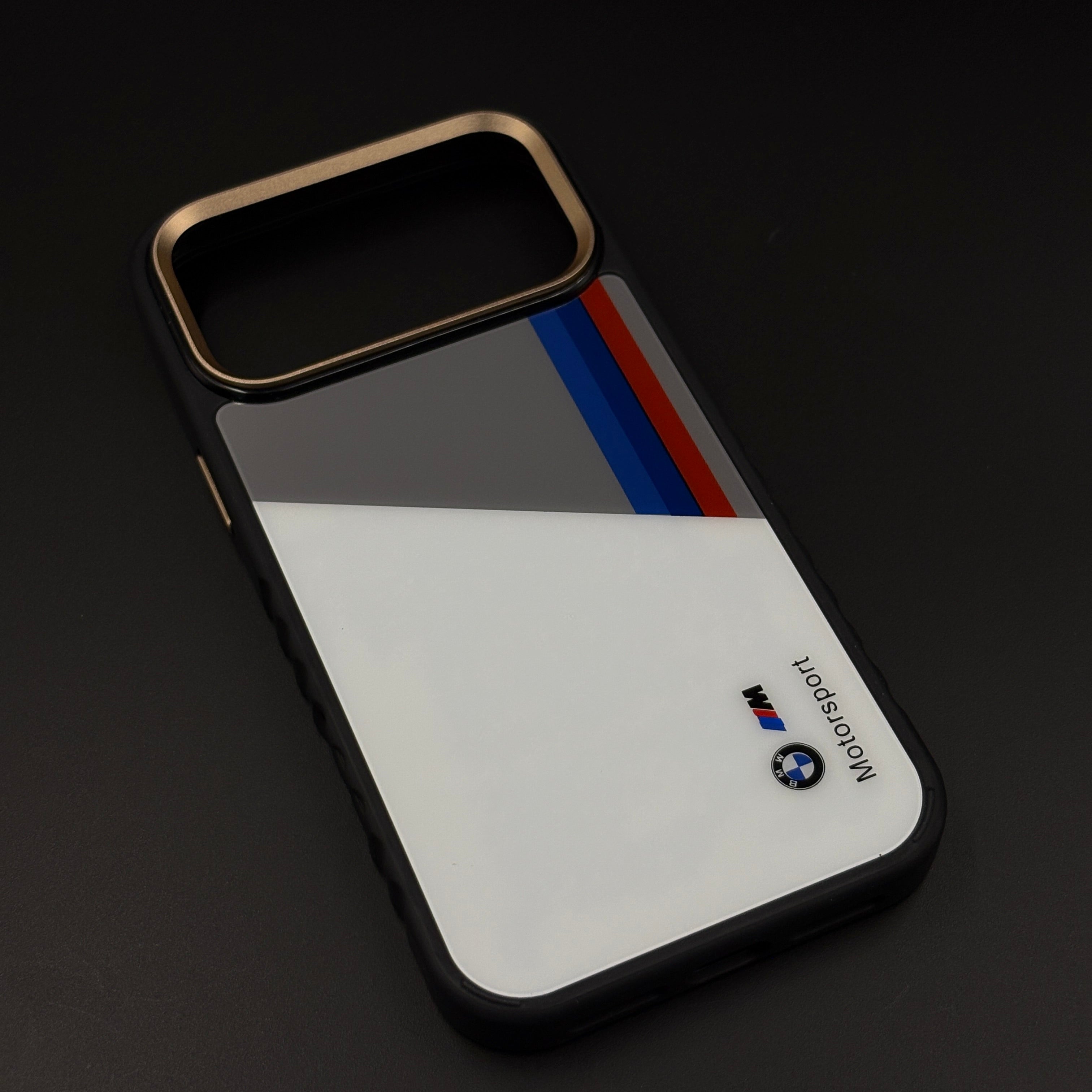 Racing Stripe Performance M White Case for iPhone 17 Series | Premium Motorsport Design