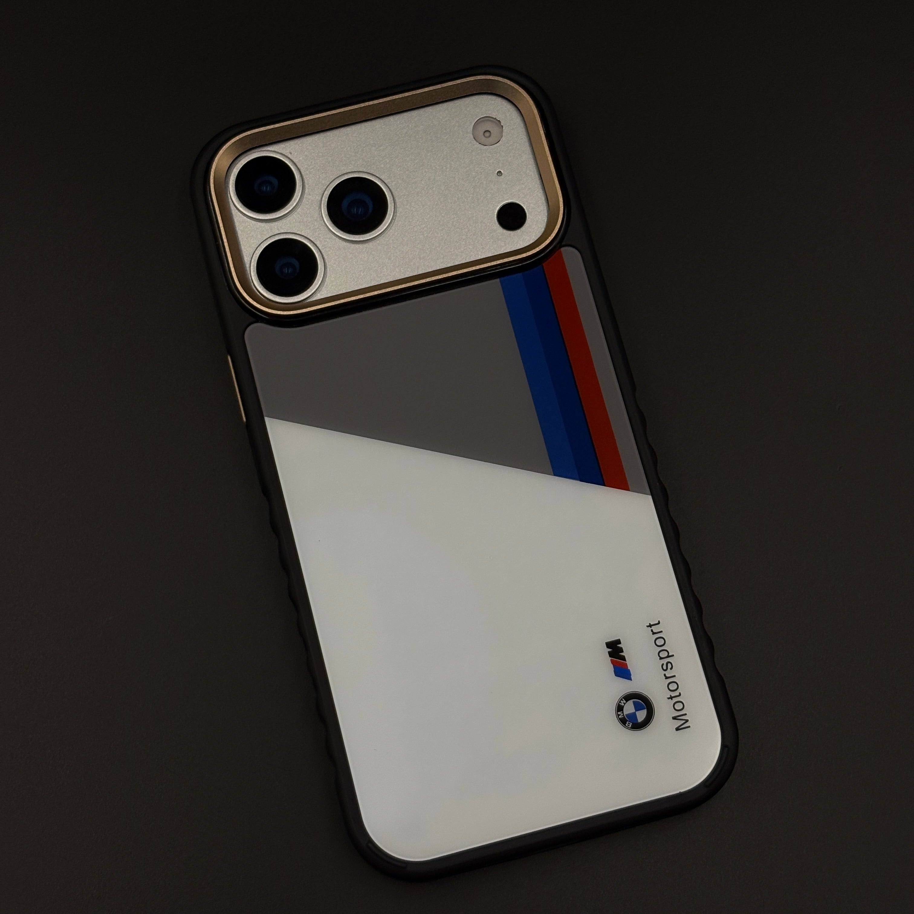 Racing Stripe Performance M White Case for iPhone 17 Series | Premium Motorsport Design