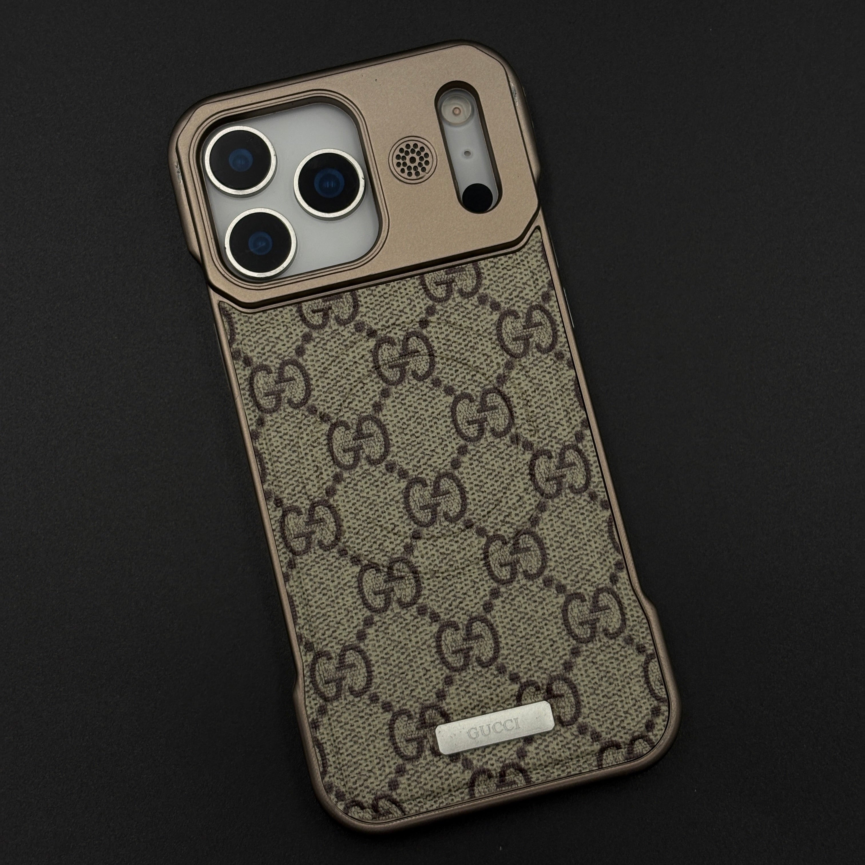 Luxury GG Leather Fabric MagSafe Case for iPhone 17 Series | Premium Monogram Design