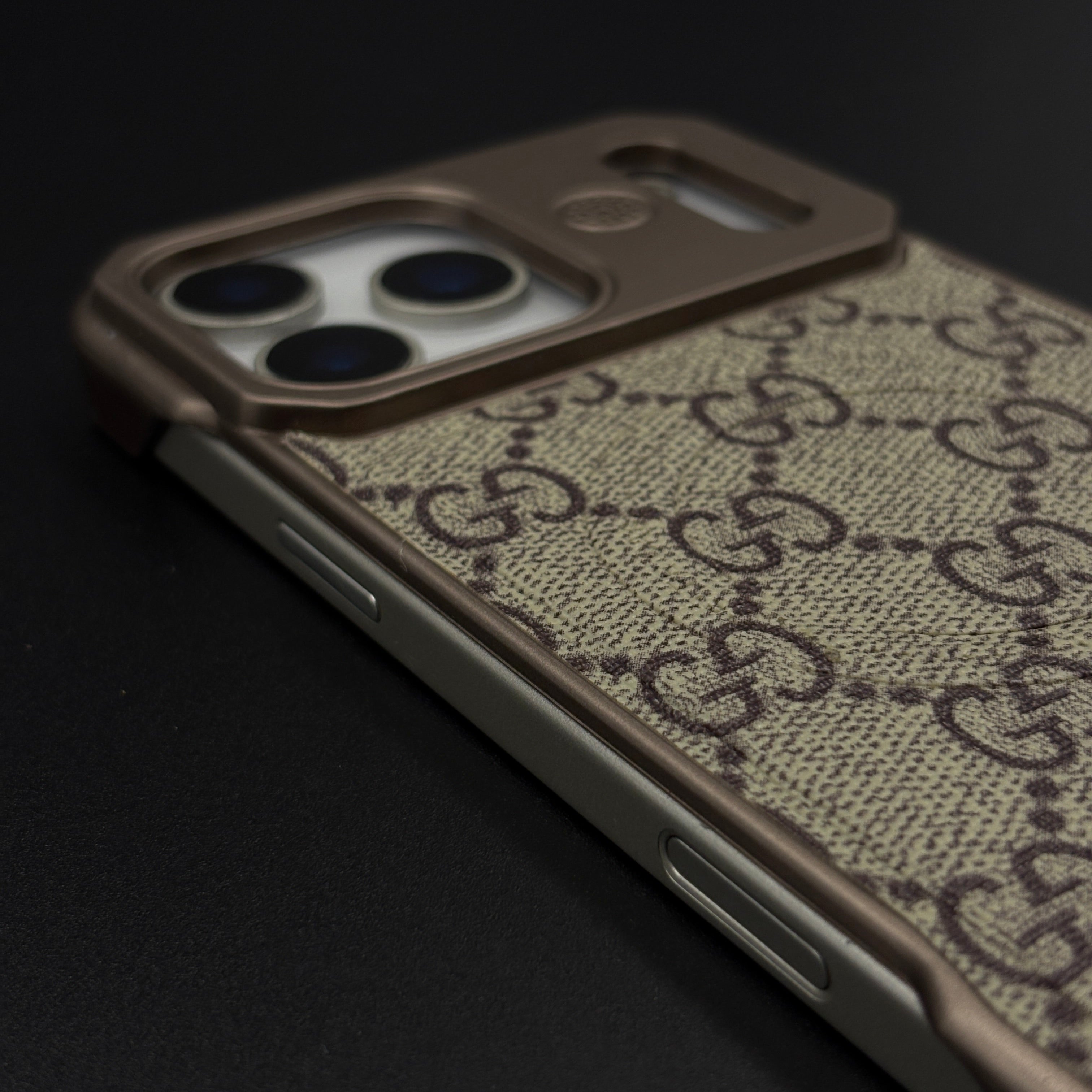 Luxury GG Leather Fabric MagSafe Case for iPhone 17 Series | Premium Monogram Design