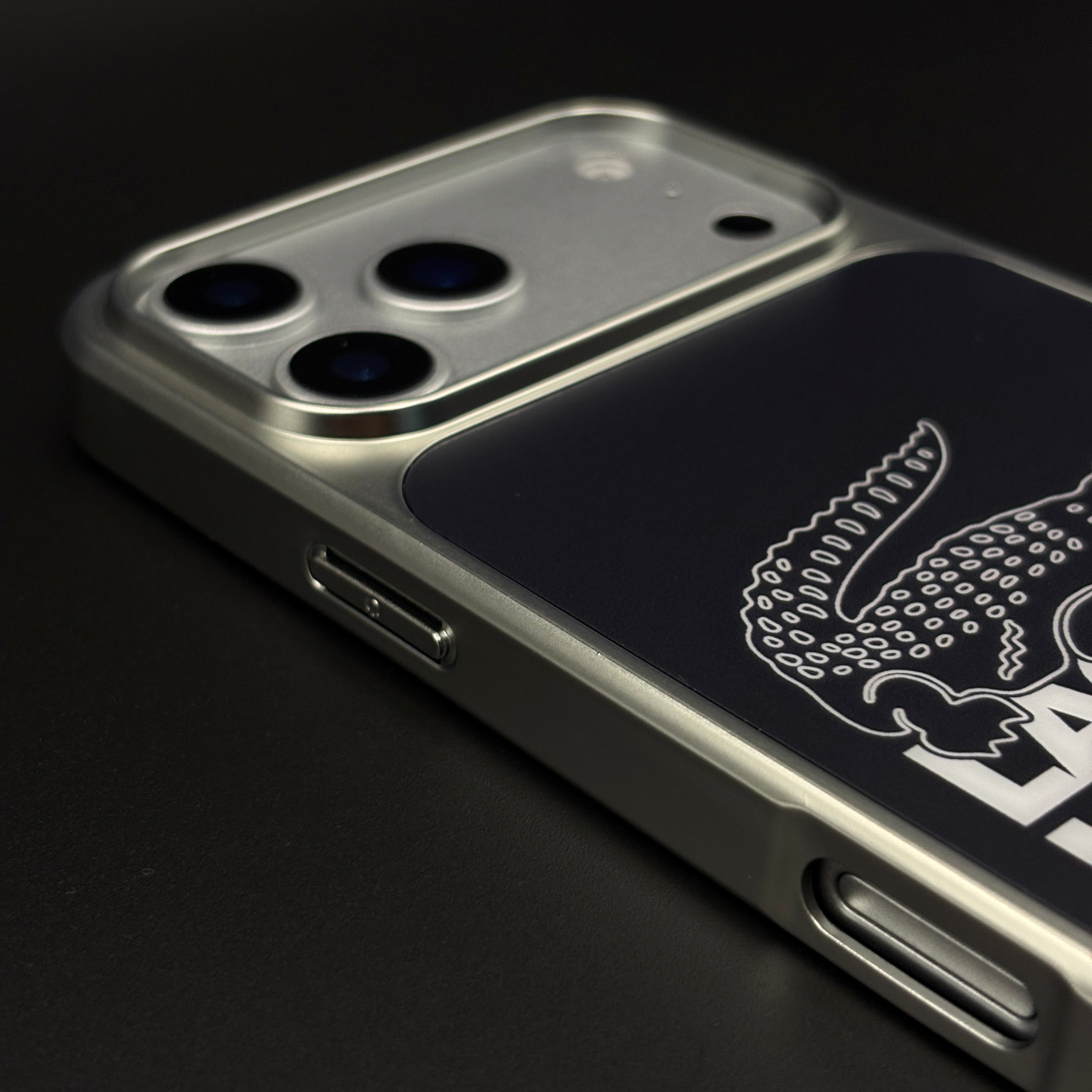 Croc Brand Pattern Metal Frame Case for iPhone 17 Series | Premium Designer Back Cover