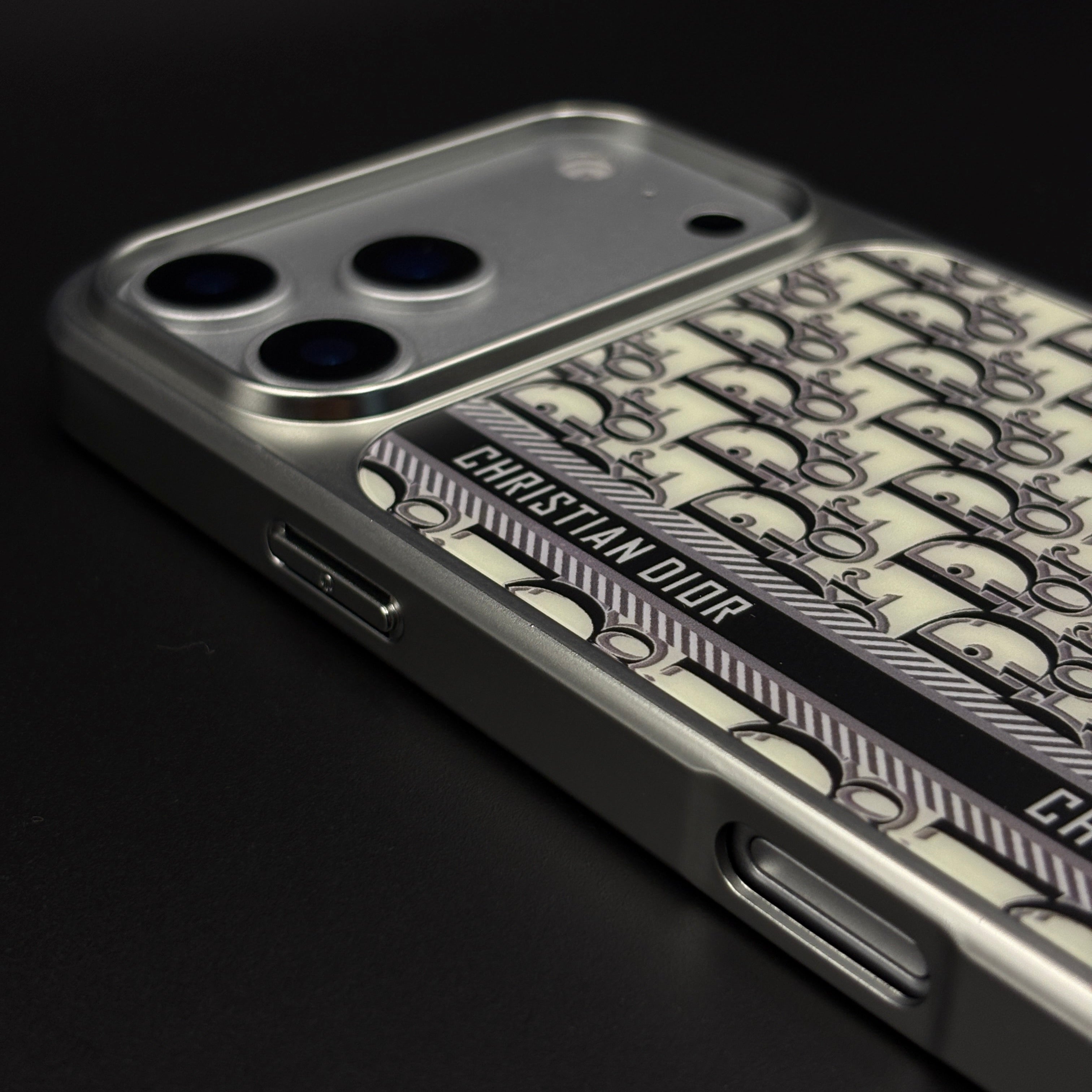 CD Brand Pattern Metal Style Frame Case for iPhone 17 Series | Premium Designer Back Cover