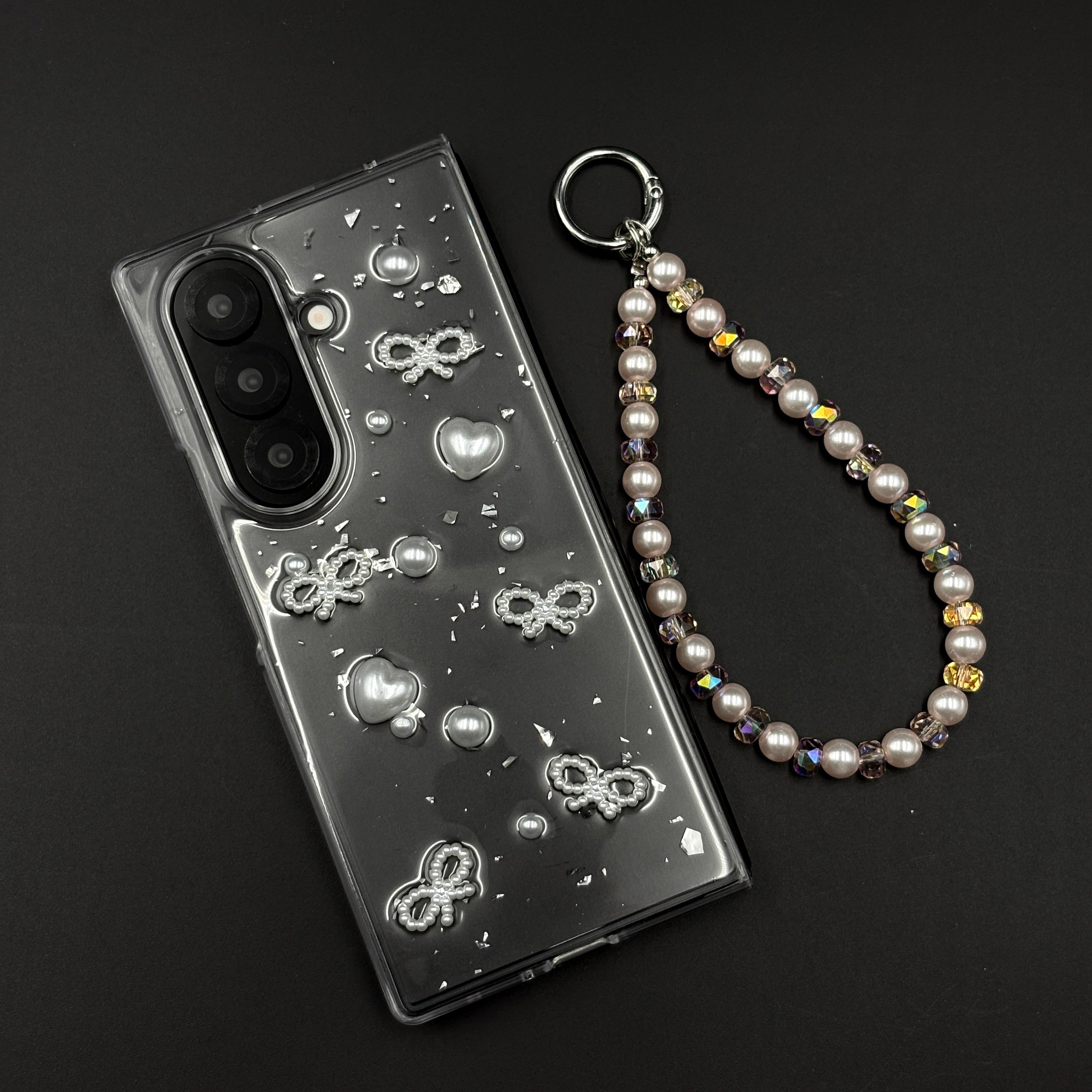 Pearl Butterfly Case with Beaded Charm Strap for Samsung Galaxy Z Fold 7 | Elegant Protective Cover