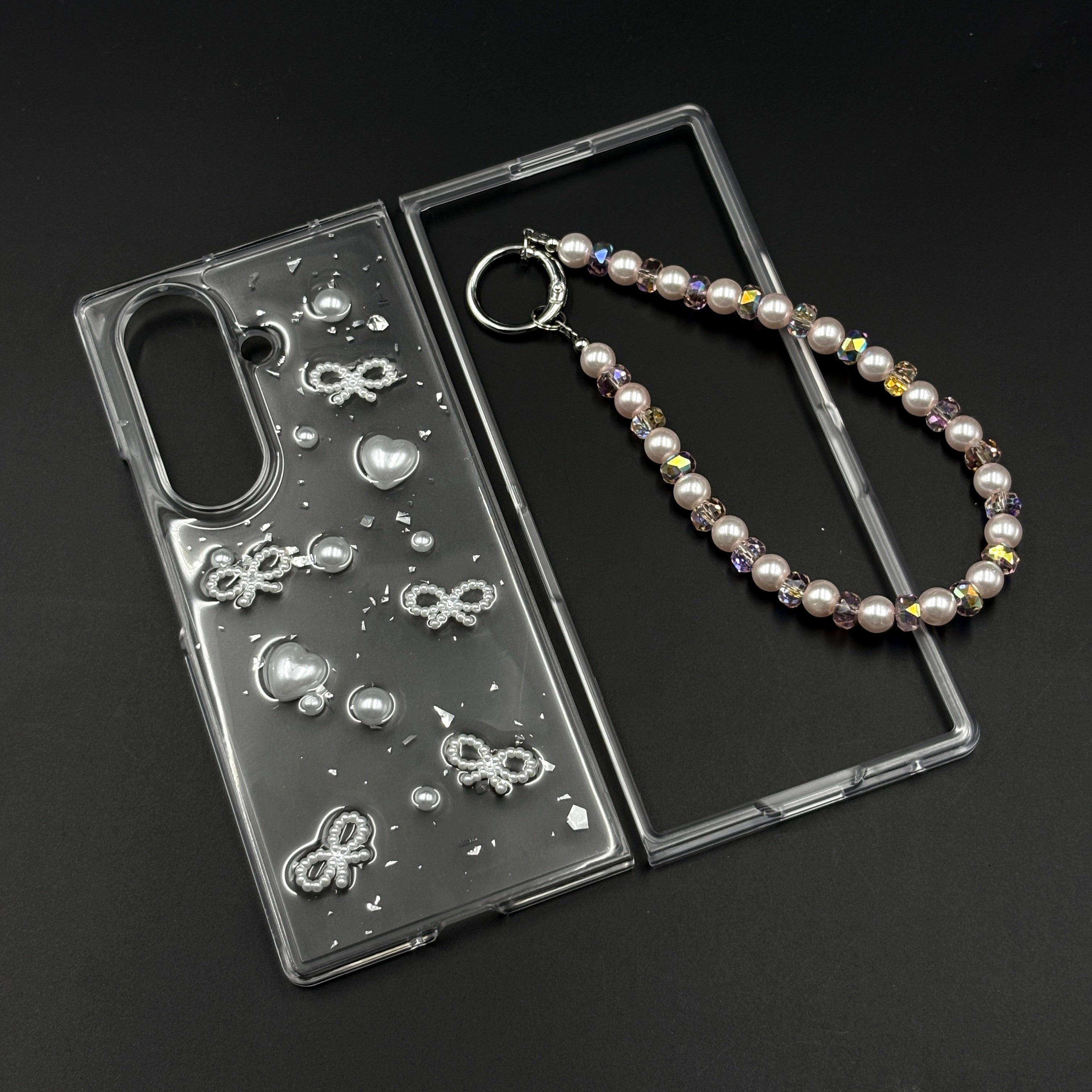 Pearl Butterfly Case with Beaded Charm Strap for Samsung Galaxy Z Fold 7 | Elegant Protective Cover