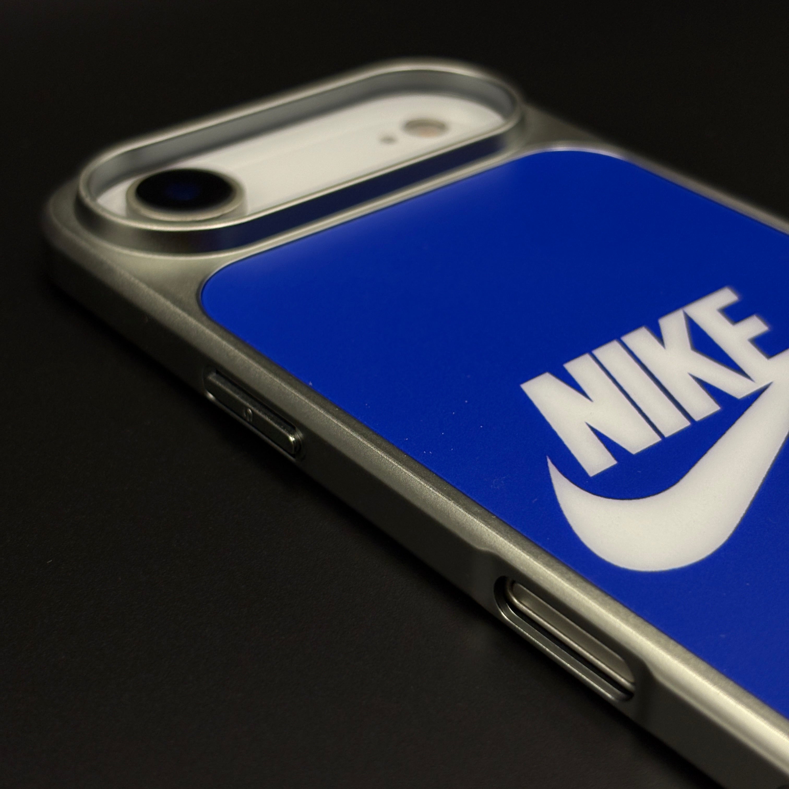 Premium Sport Brand Blue Metal Frame Just Do It Case for iPhone 17 Air | Sleek Back Cover