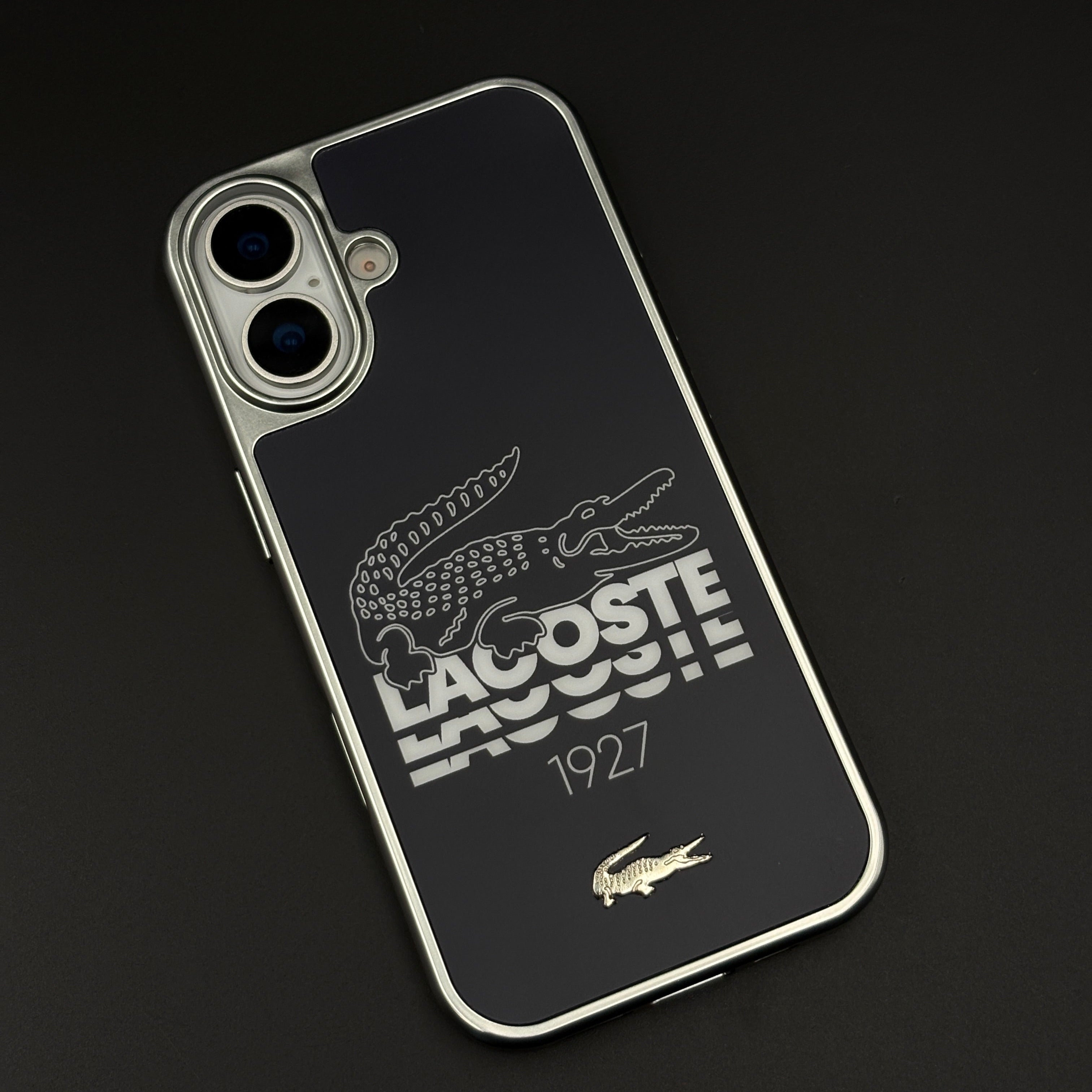 Croc Brand Pattern Metal Style Frame Case for iPhone 17 | Premium Designer Back Cover