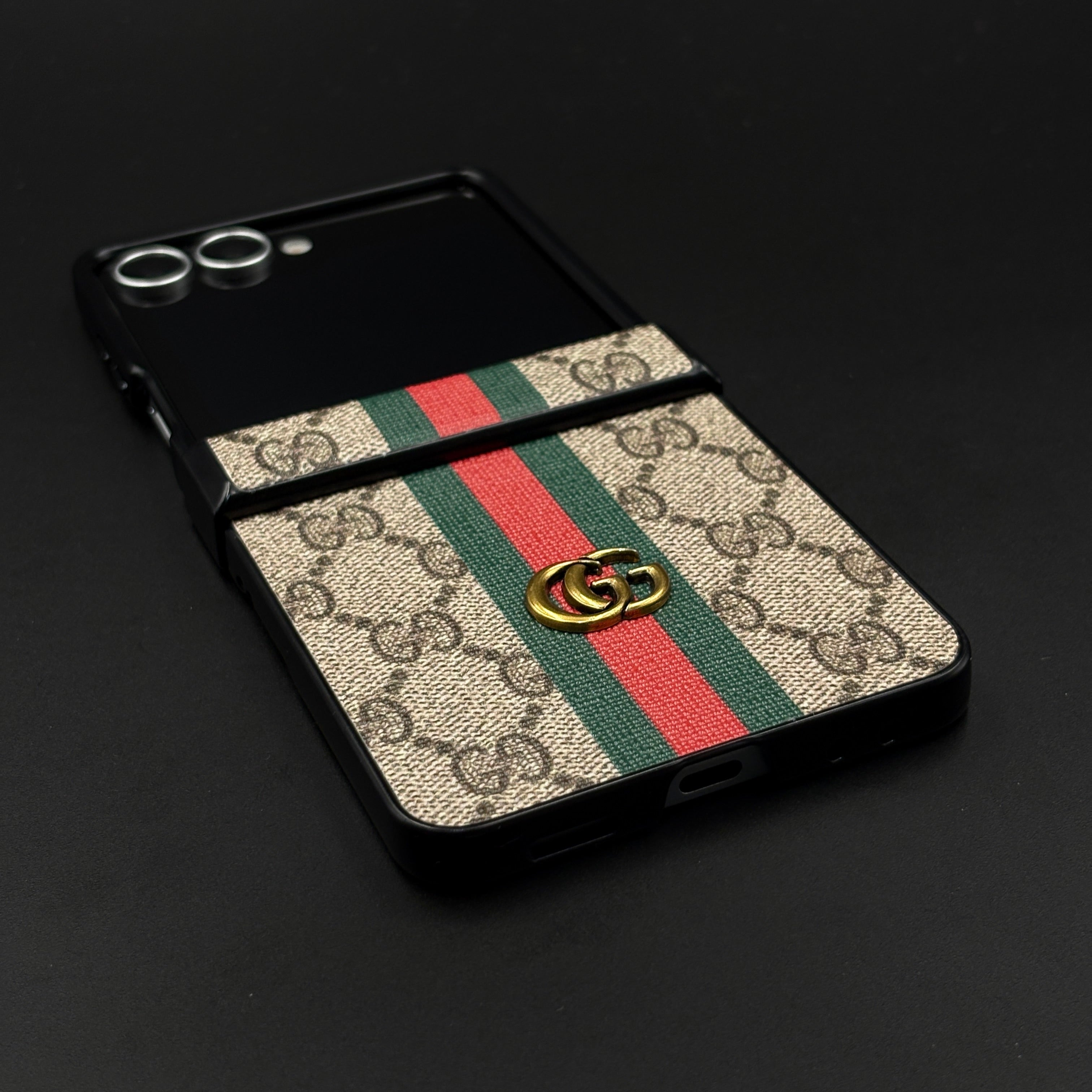 GG Stripe Pattern & Hinge Protection for Samsung Galaxy Z Flip 7 Luxury Designer Style Cover