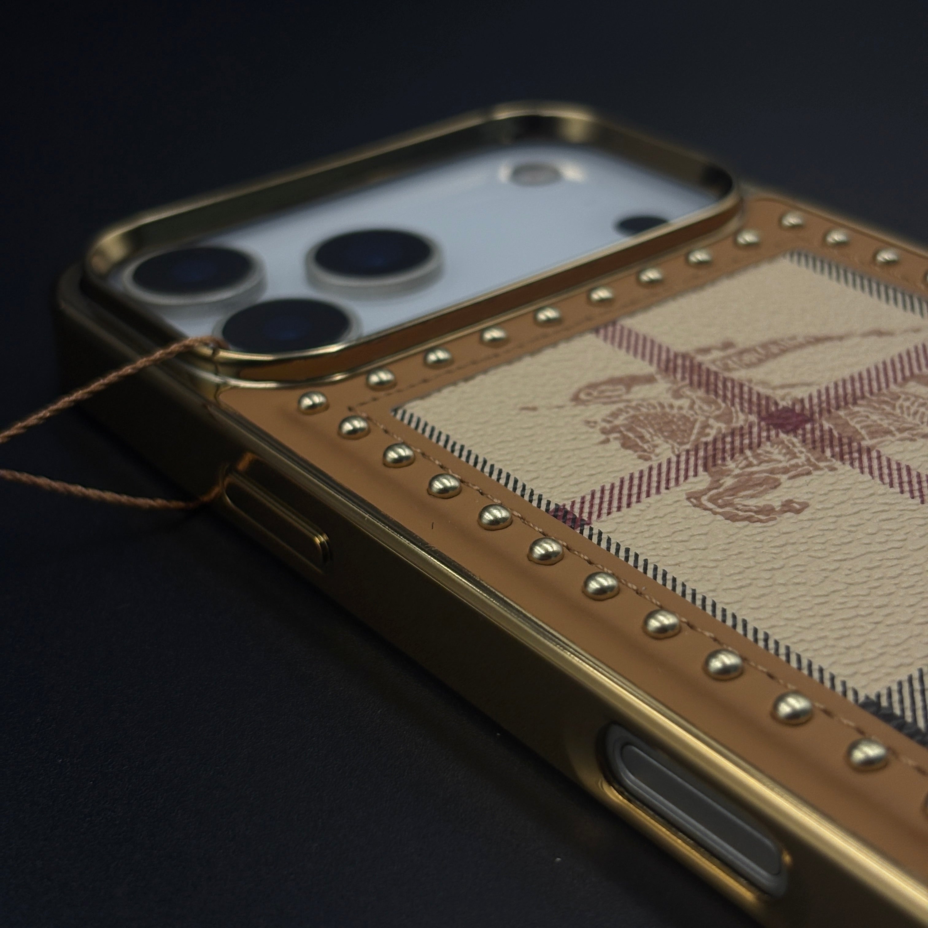 Gold Chrome Border BBRY Monogram Case for iPhone 17 Series
