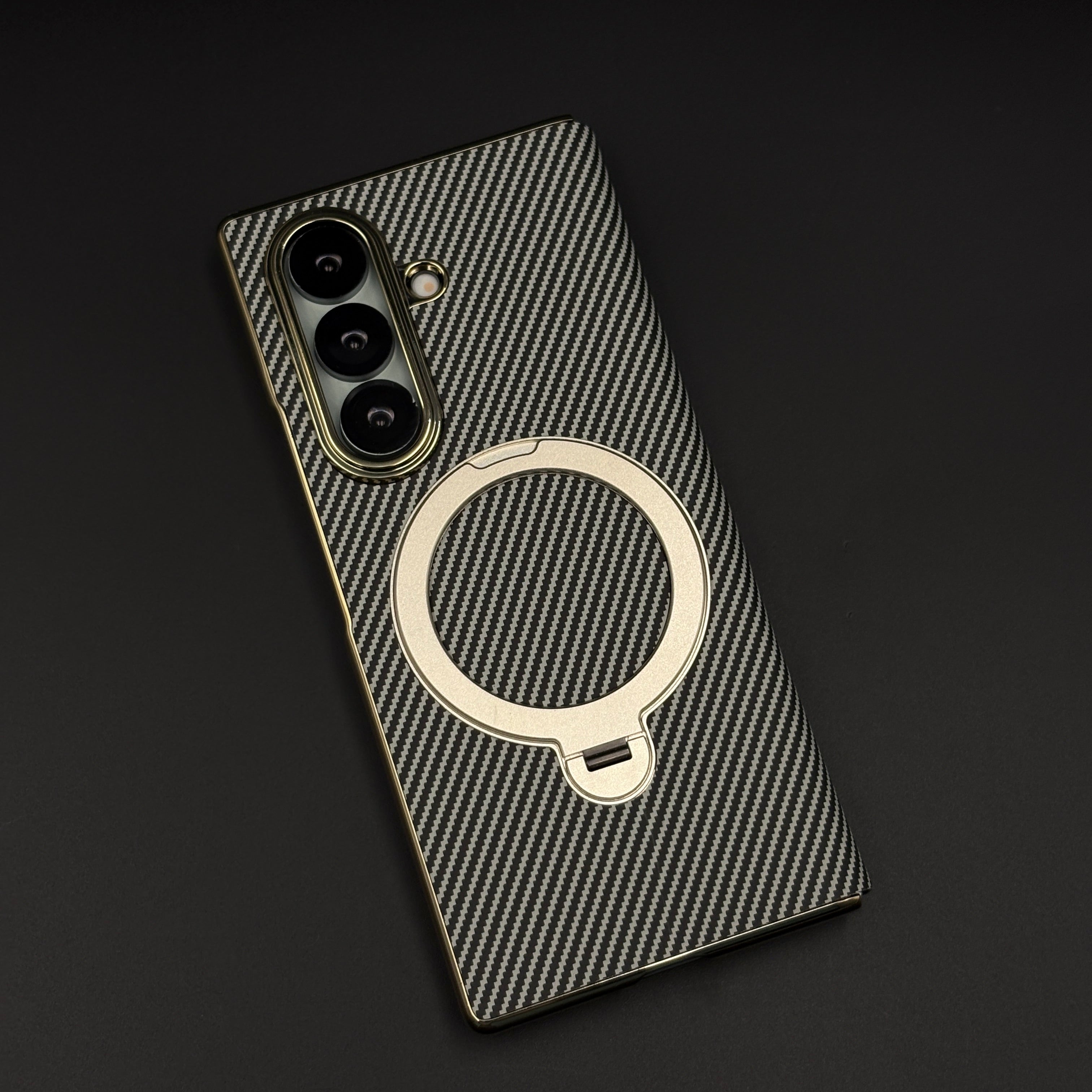 Carbon Fiber Rotating Stand MagSafe Flip Case for Samsung Galaxy Z Fold 7 | Magnetic Metal Kickstand
