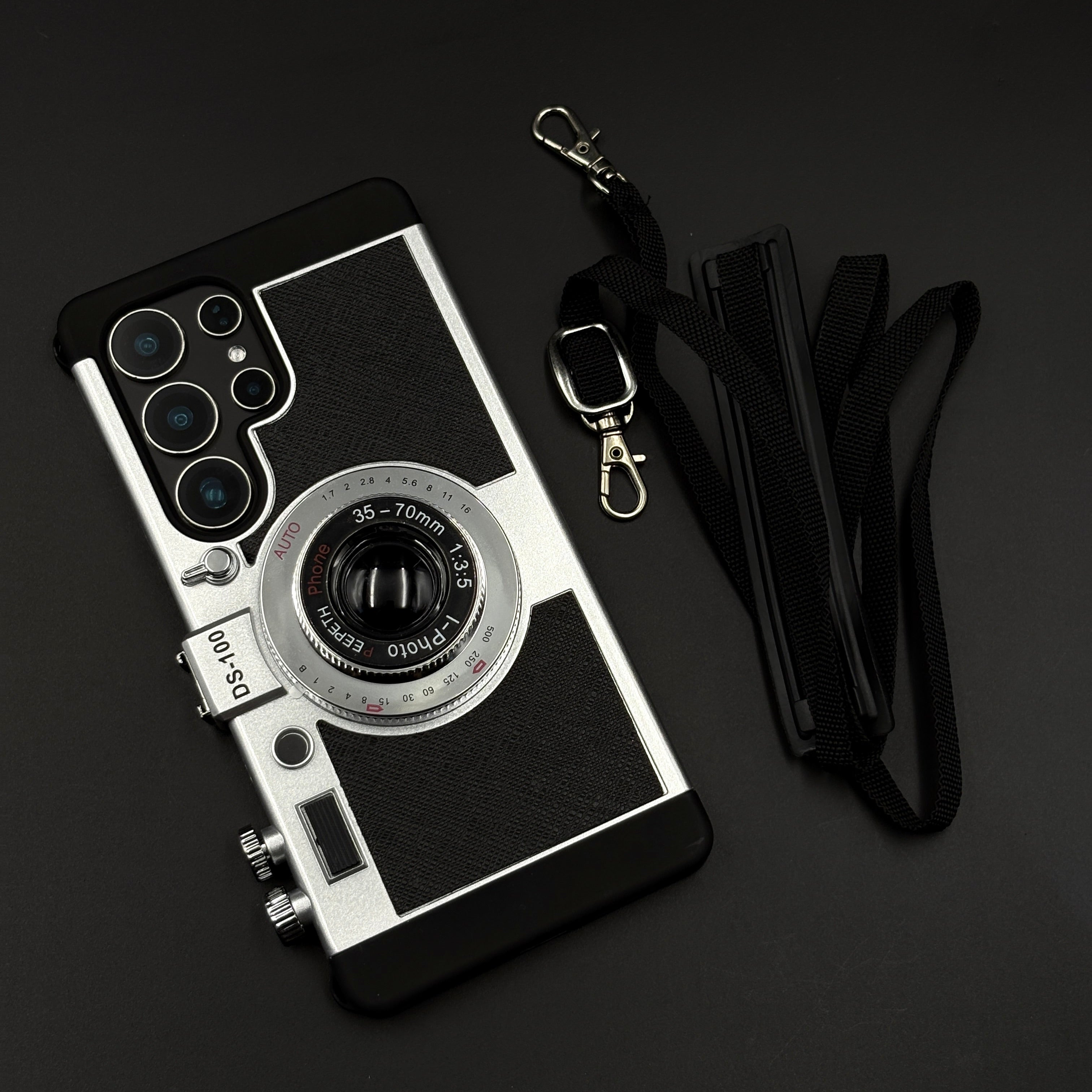 3D Vintage Camera Case for Samsung Galaxy S23 Ultra | Retro Designer | Detachable Sling