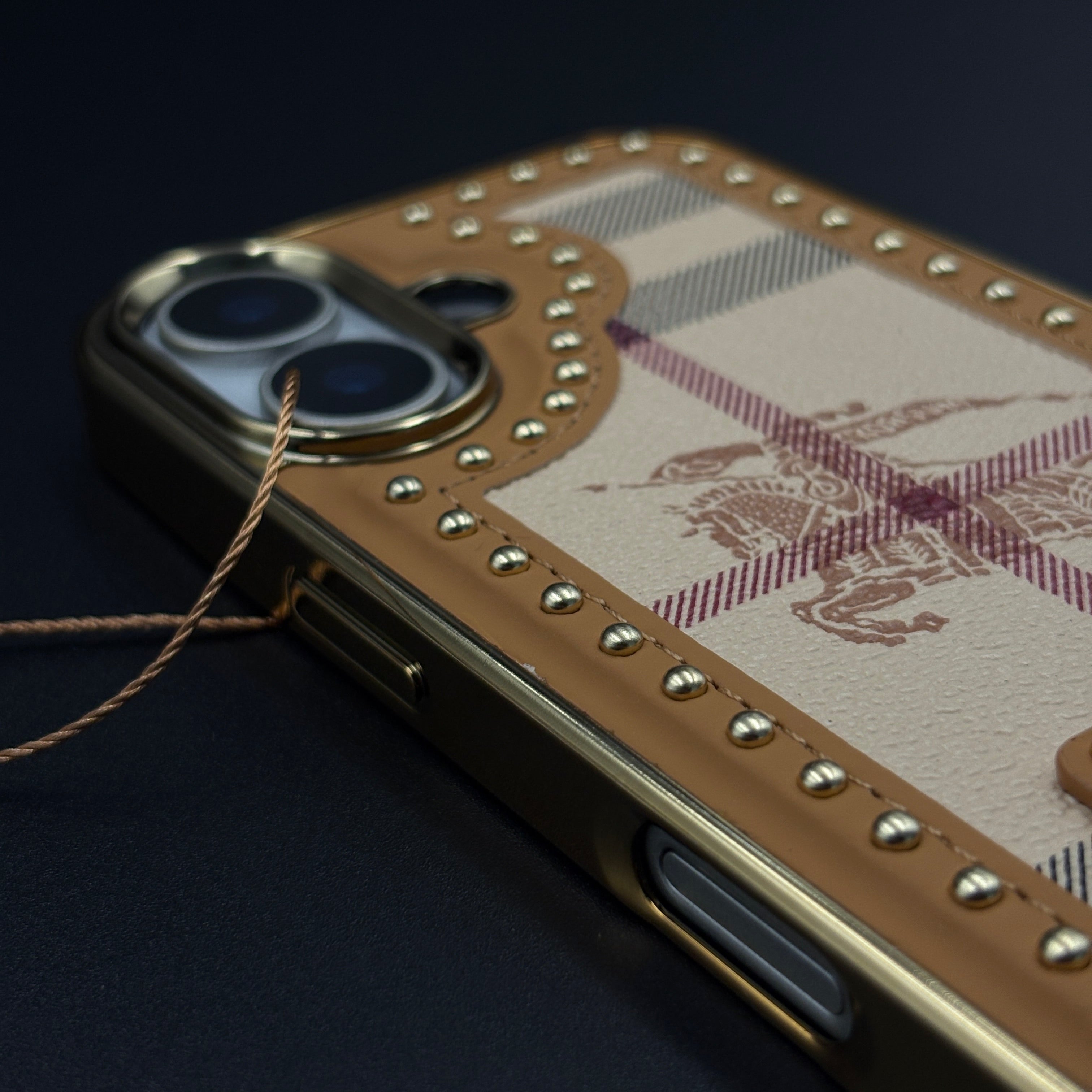 Gold Chrome Border BBRY Monogram Case for iPhone 17