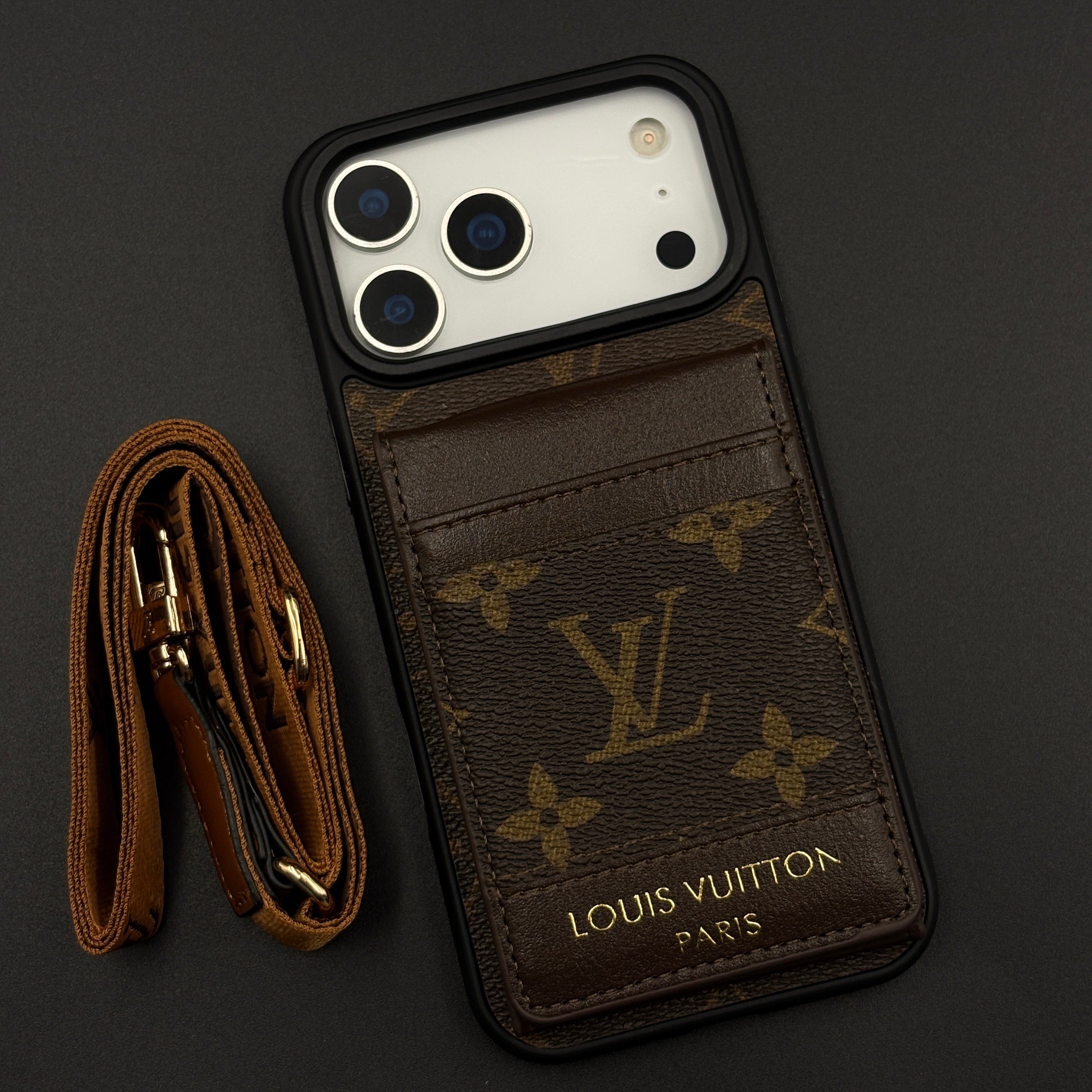 Luxury Fashion Brand Monogram Cardholder Sling Case with Mirror for iPhone 17 Series