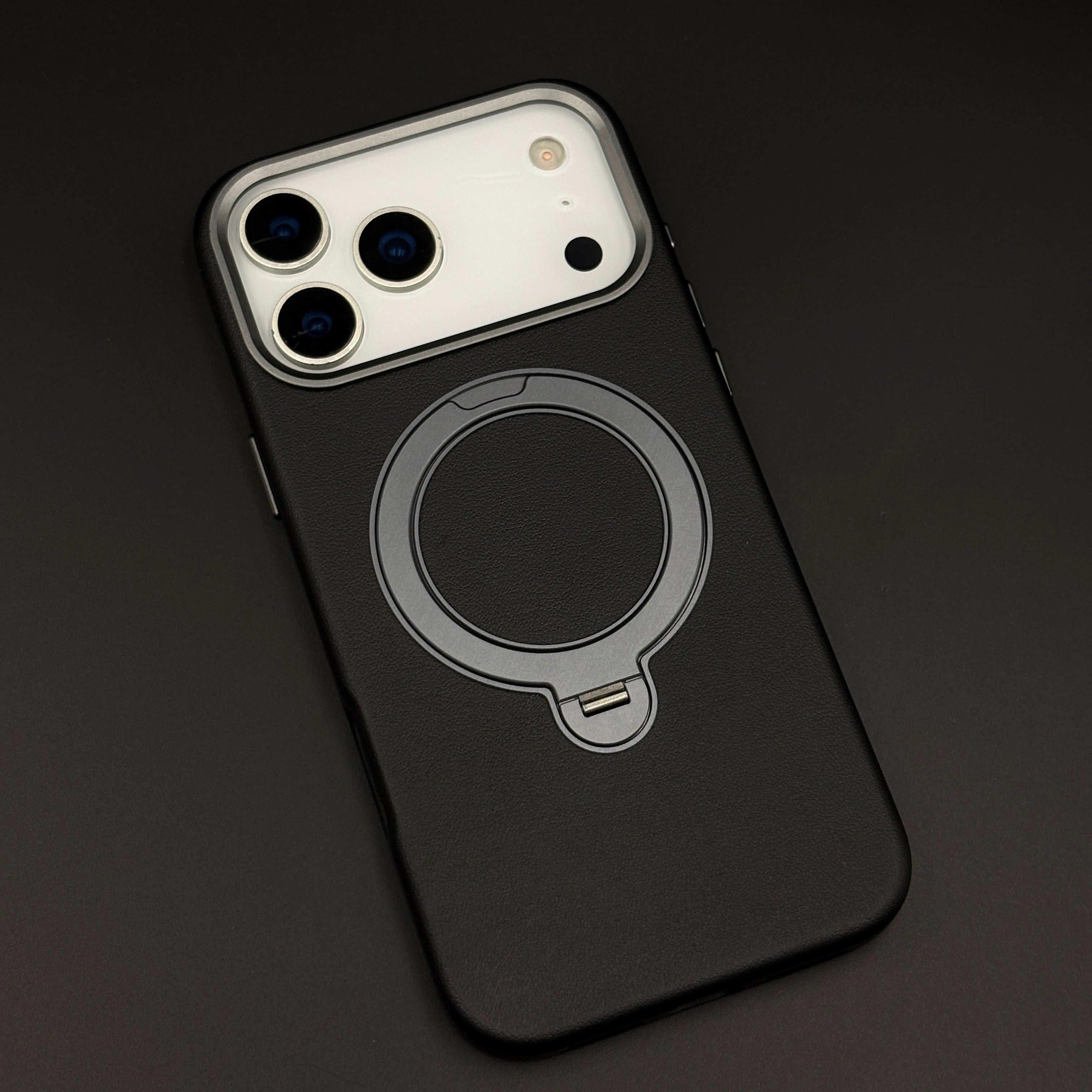 Genuine Leather Mobile Case Cover with 360° Rotating Stand & MagSafe for iPhone 17 Series