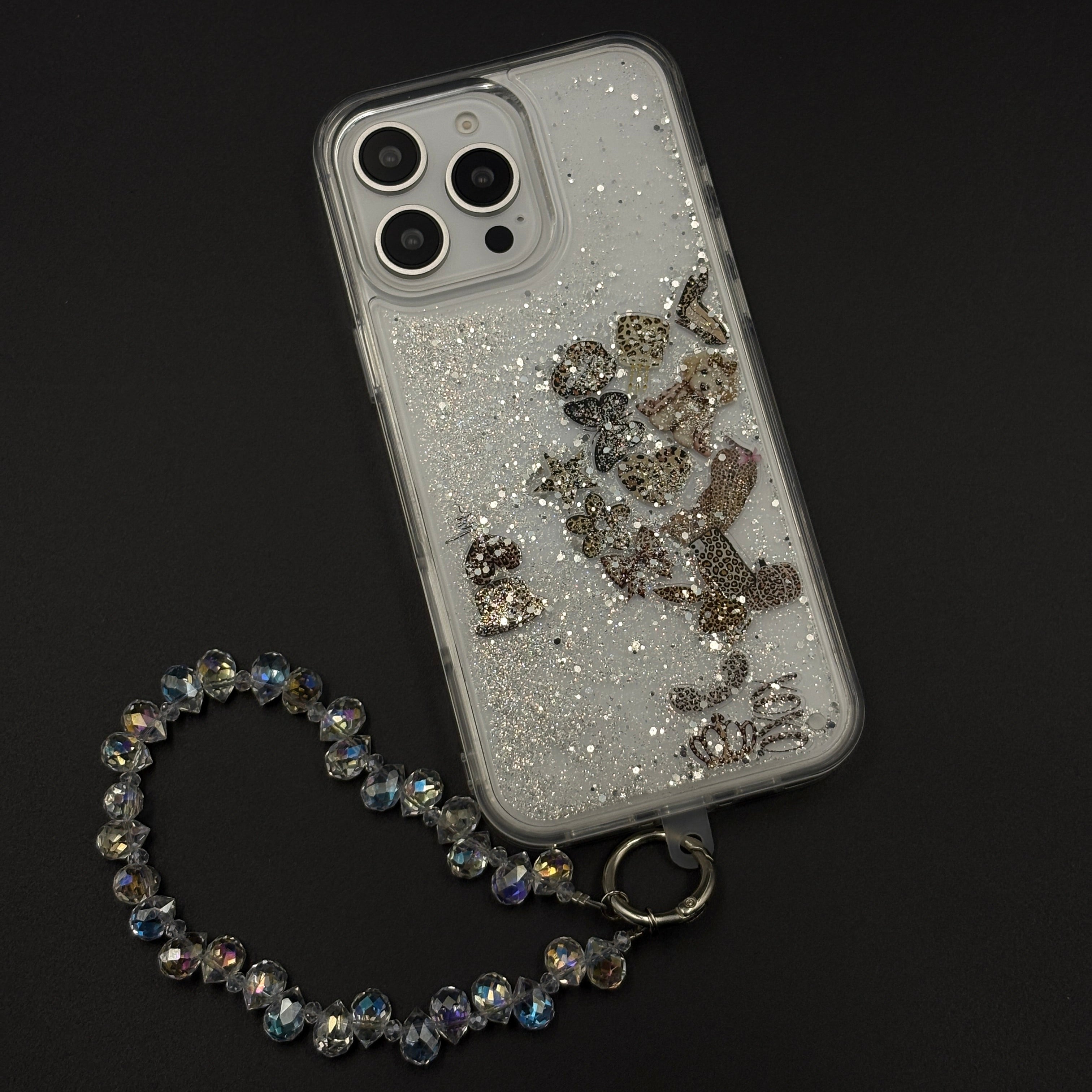 Floating Glitter Sparkle Strap Holder Case Cover for iPhone