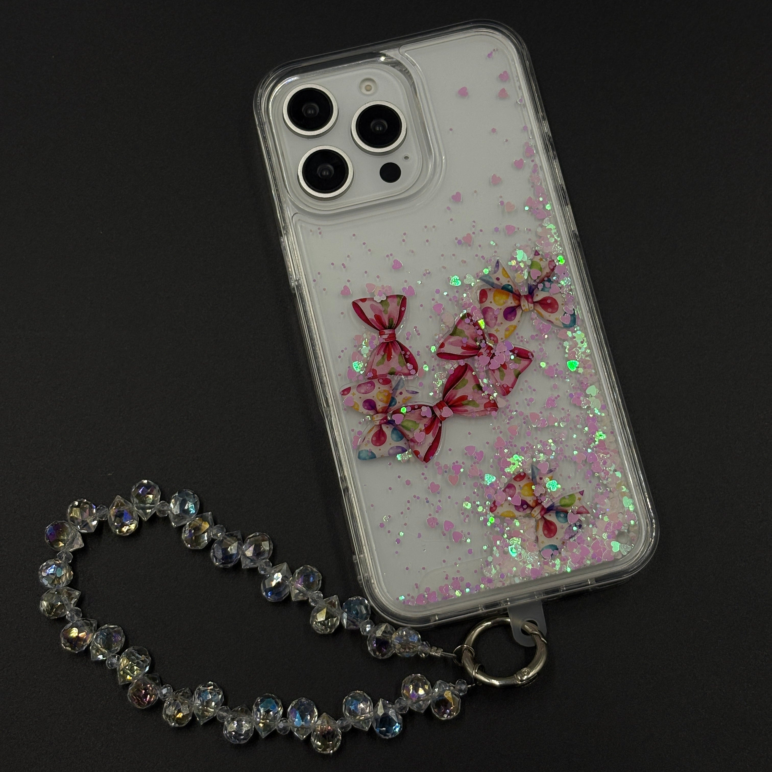 Floating Glitter Sparkle Strap Holder Case Cover for iPhone