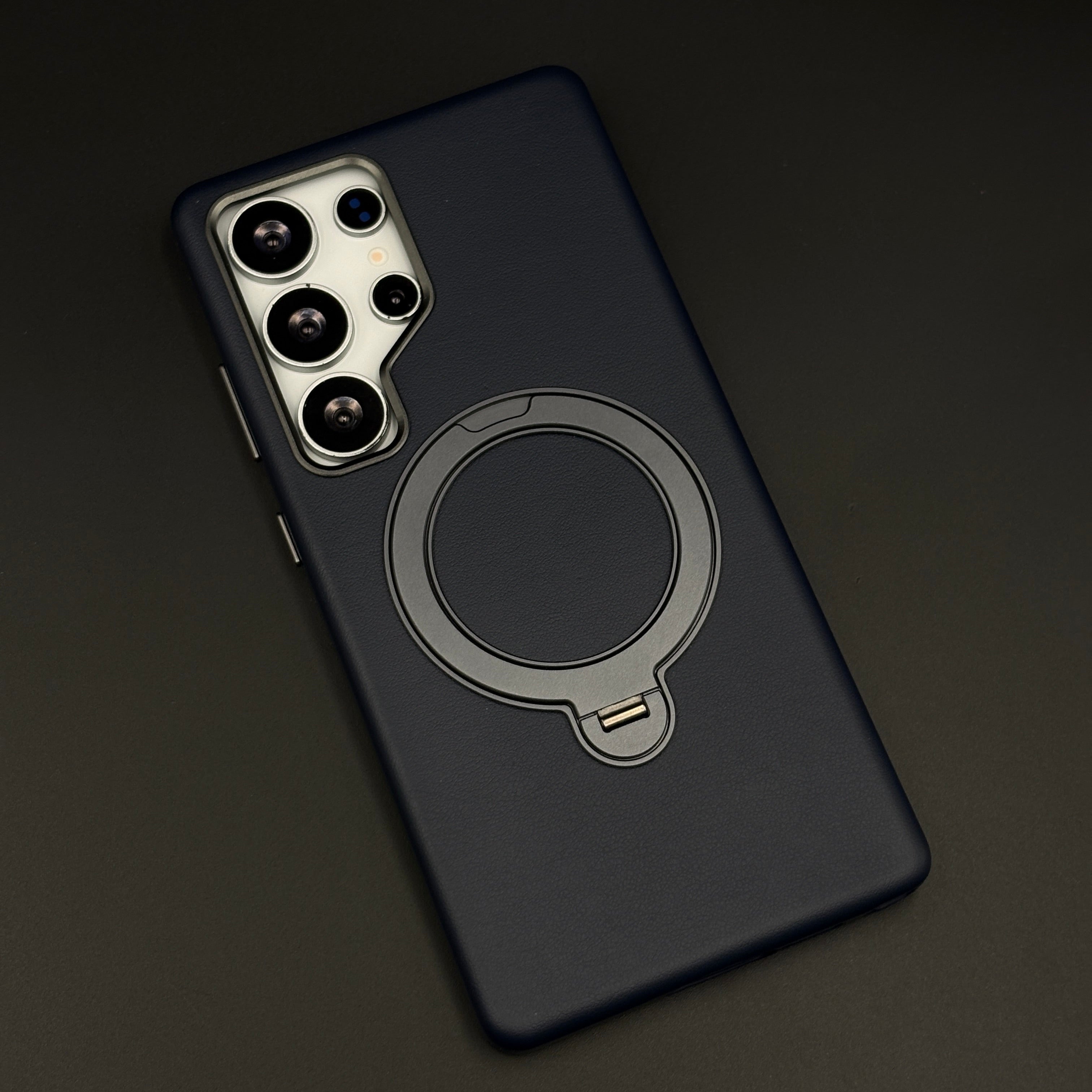 Genuine Leather Mobile Case Cover with 360° Rotating Stand & MagSafe for Samsung Galaxy S24 Ultra | Protective Cover