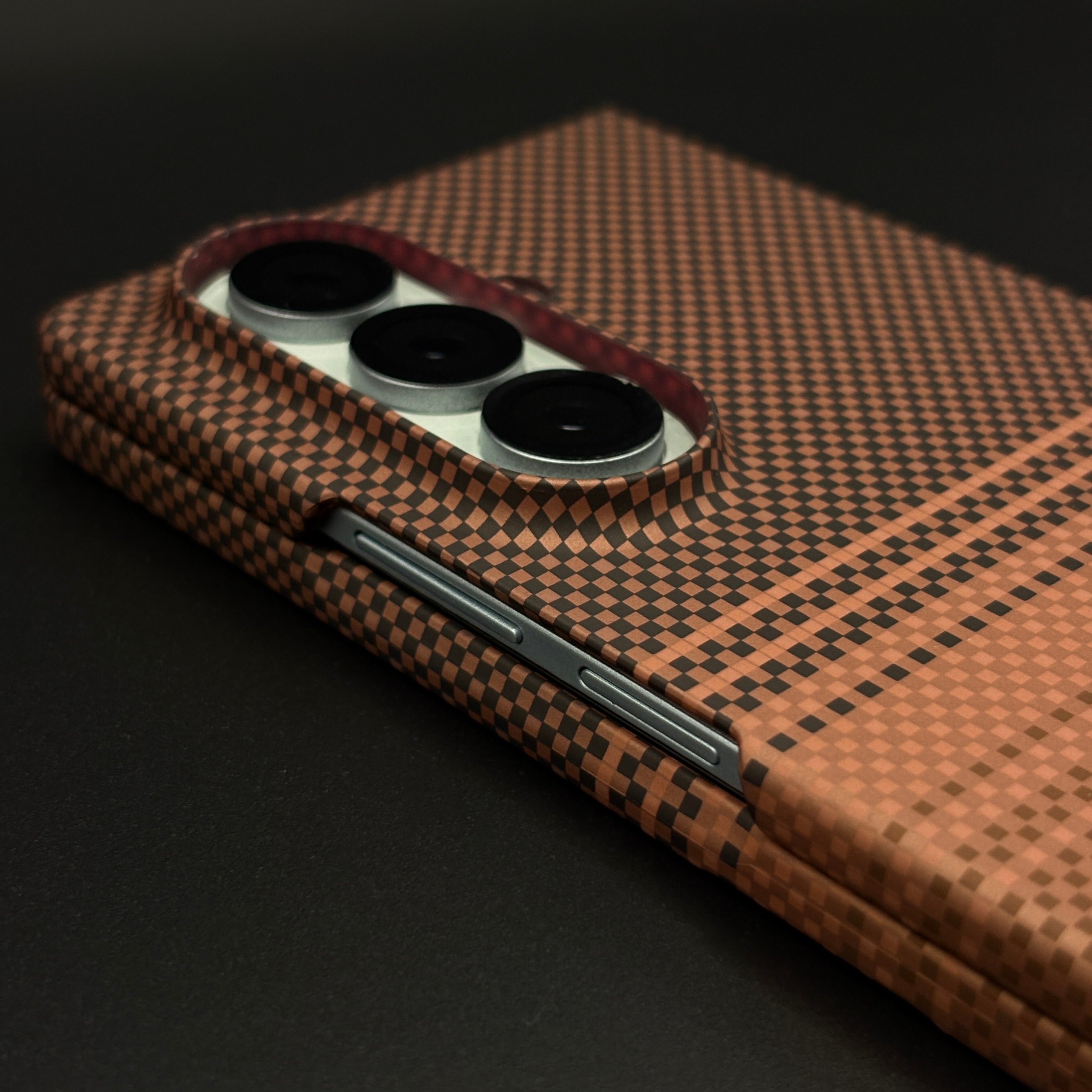 Cocoa Brown Stripe Carbon Fibre Feel MagSafe Mobile Case Cover for Samsung Galaxy Z Fold 7 | Slim Protective Shell