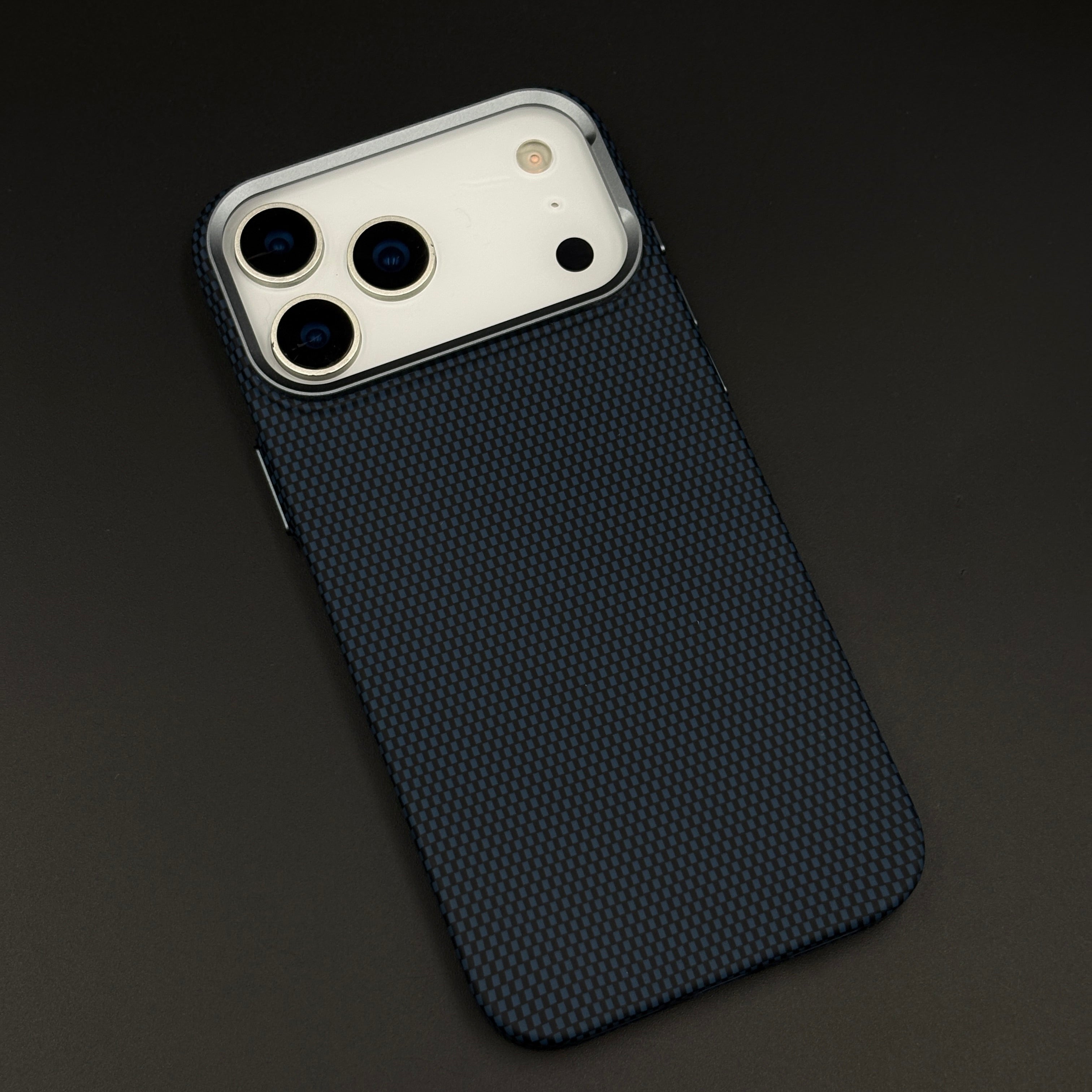 Midnight Navy Carbon Fibre Feel Hidden MagSafe Mobile Case Cover for iPhone 17 Series | Slim Protective