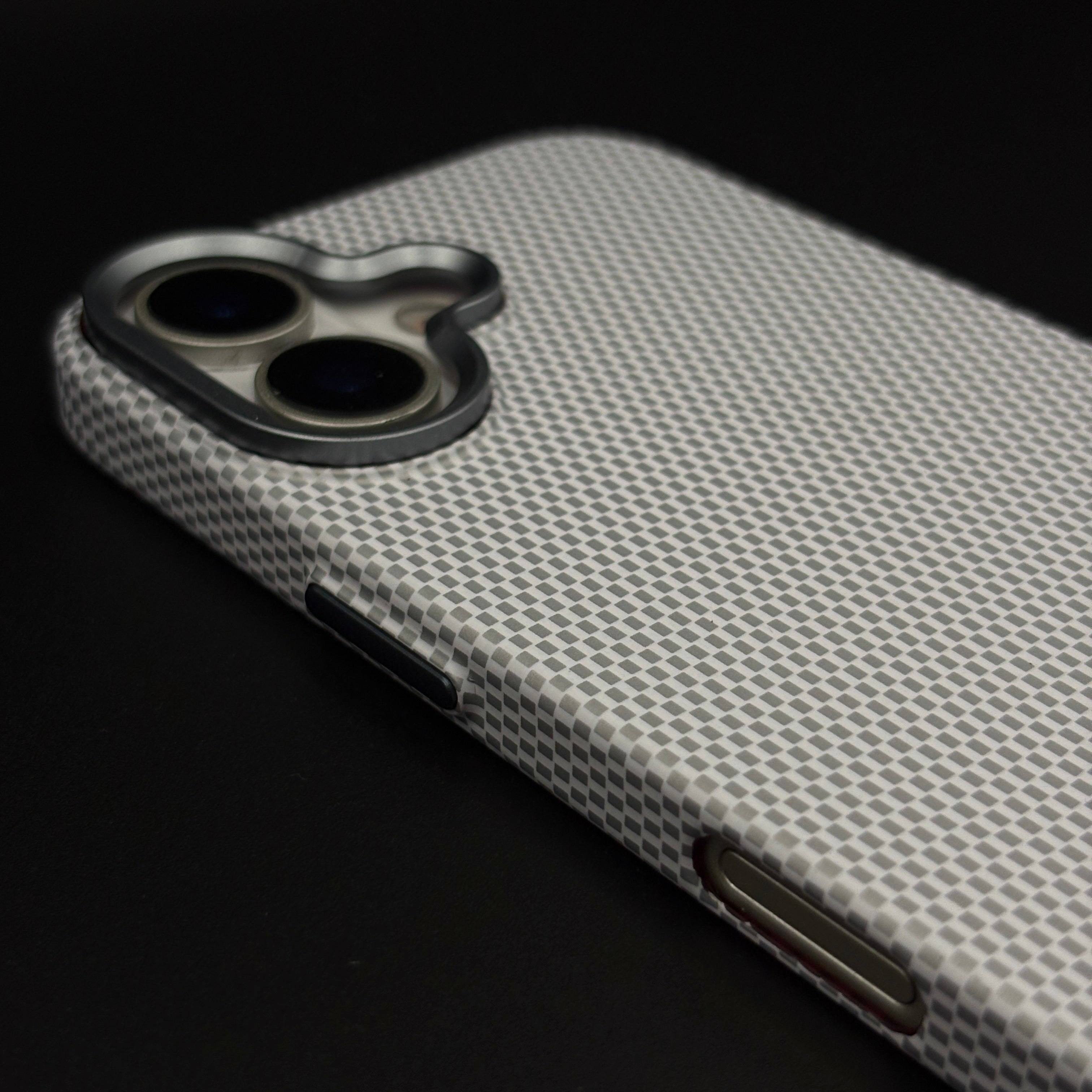 Pearl White Carbon Fibre Feel Hidden MagSafe Mobile Case Cover for iPhone 17 | Slim Protective Shell