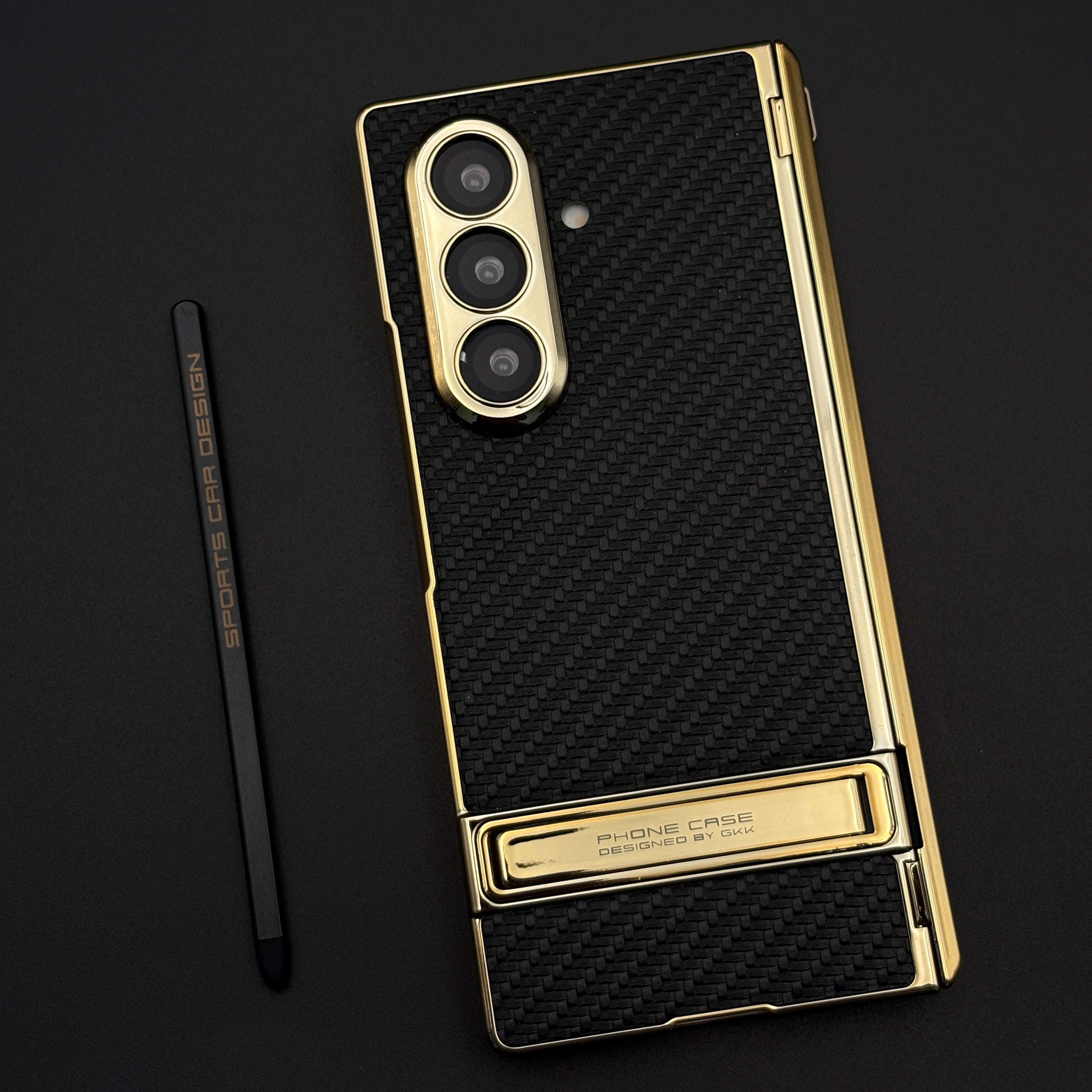 Gold Chrome Hinge Guard Kickstand Pen Case Cover for Samsung Galaxy Z Fold 7