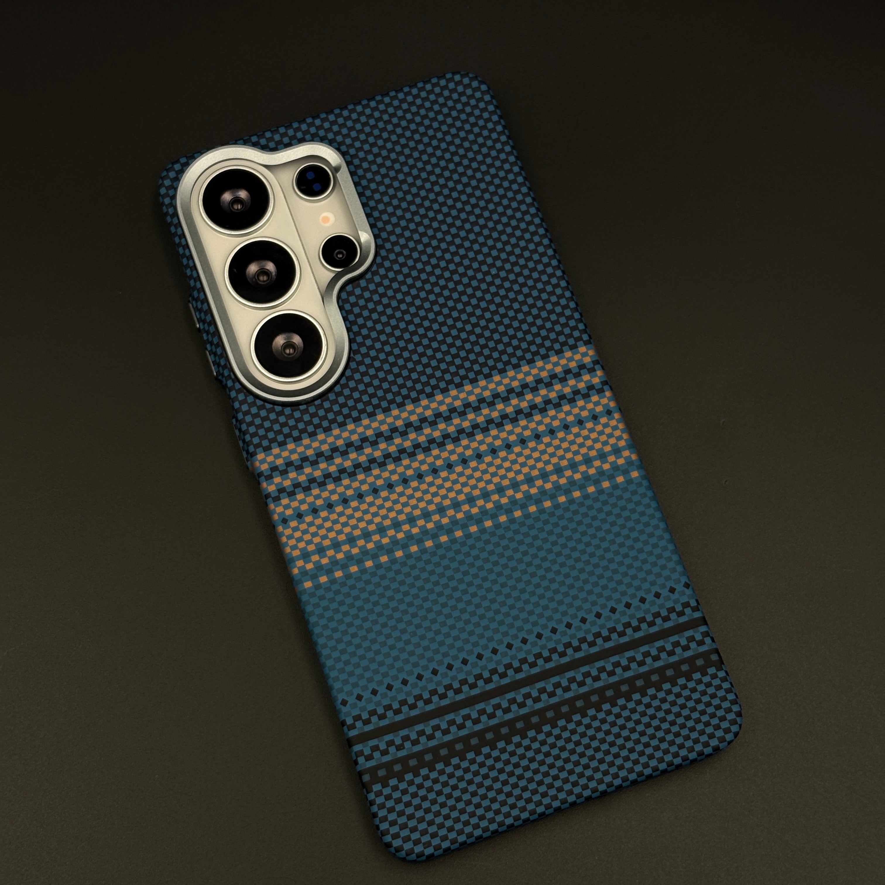 Teal Stripe Hidden MagSafe Carbon Fibre Feel Case for Samsung Galaxy S26 Ultra