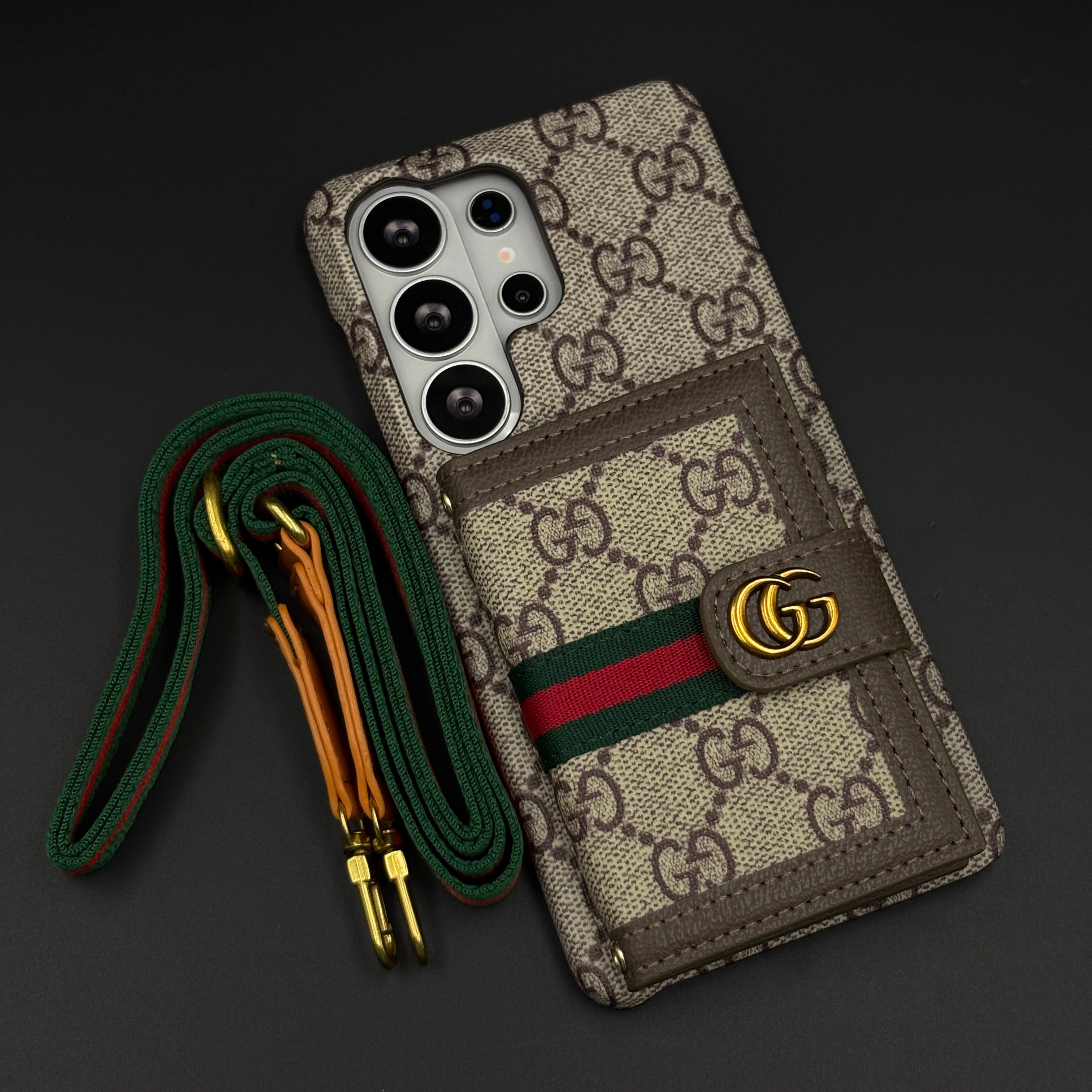 Luxury GG Wallet Case with Sling for Samsung Galaxy S26 Ultra | Crossbody Strap | Card Holder