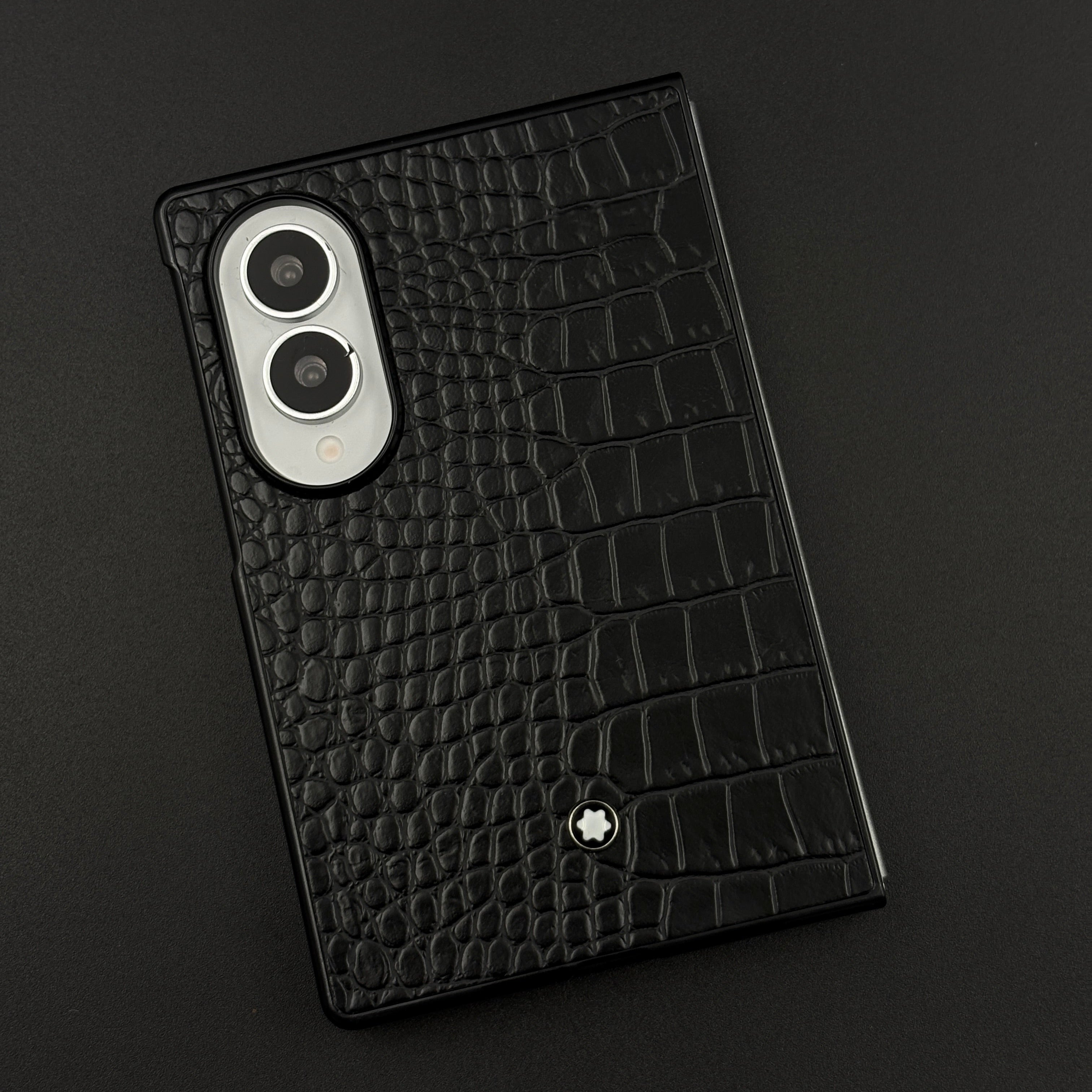 Croc Pattern MB Logo Case for Samsung Galaxy Z Fold 8 | Luxury Embossed Leather Protection