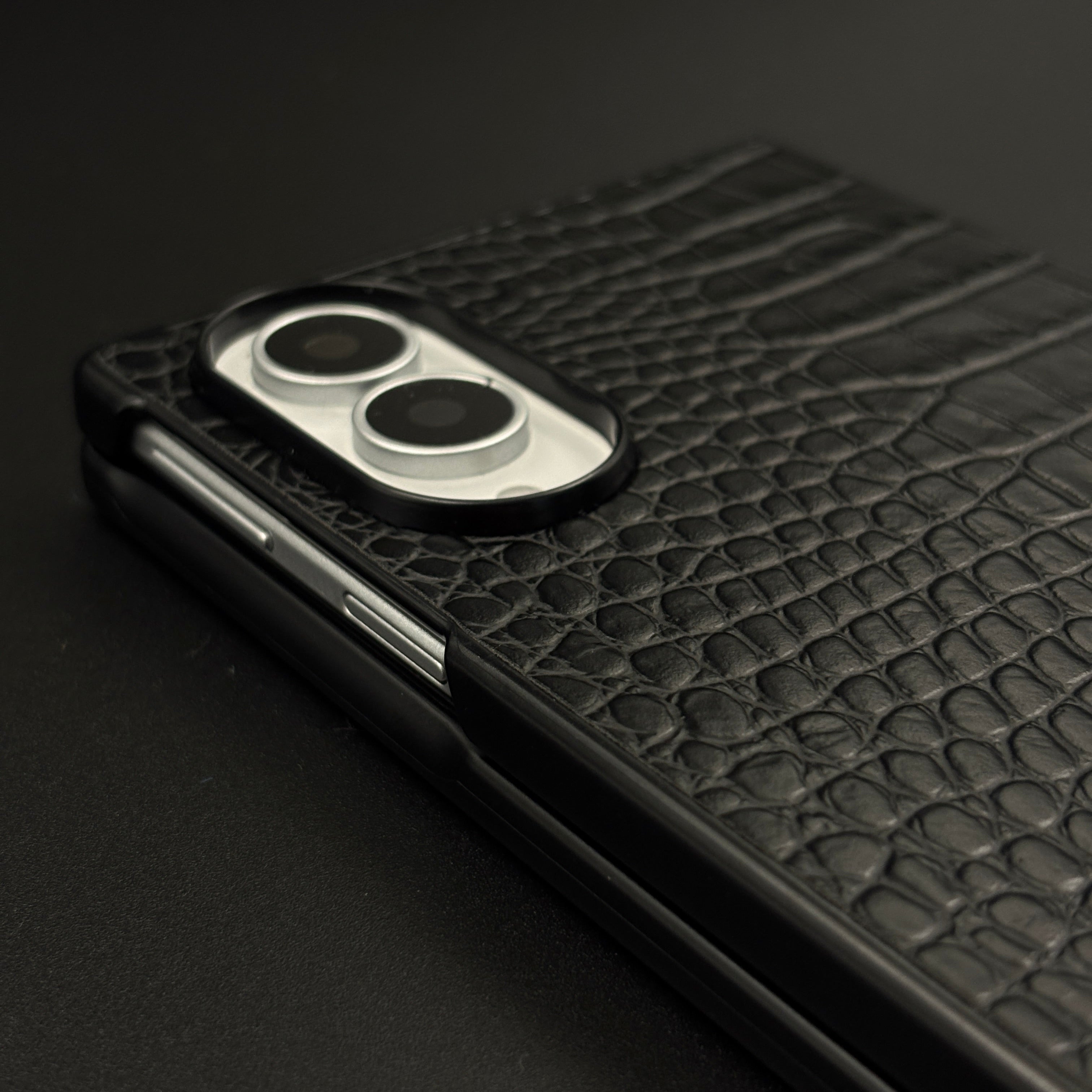 Croc Pattern MB Logo Case for Samsung Galaxy Z Fold 8 | Luxury Embossed Leather Protection