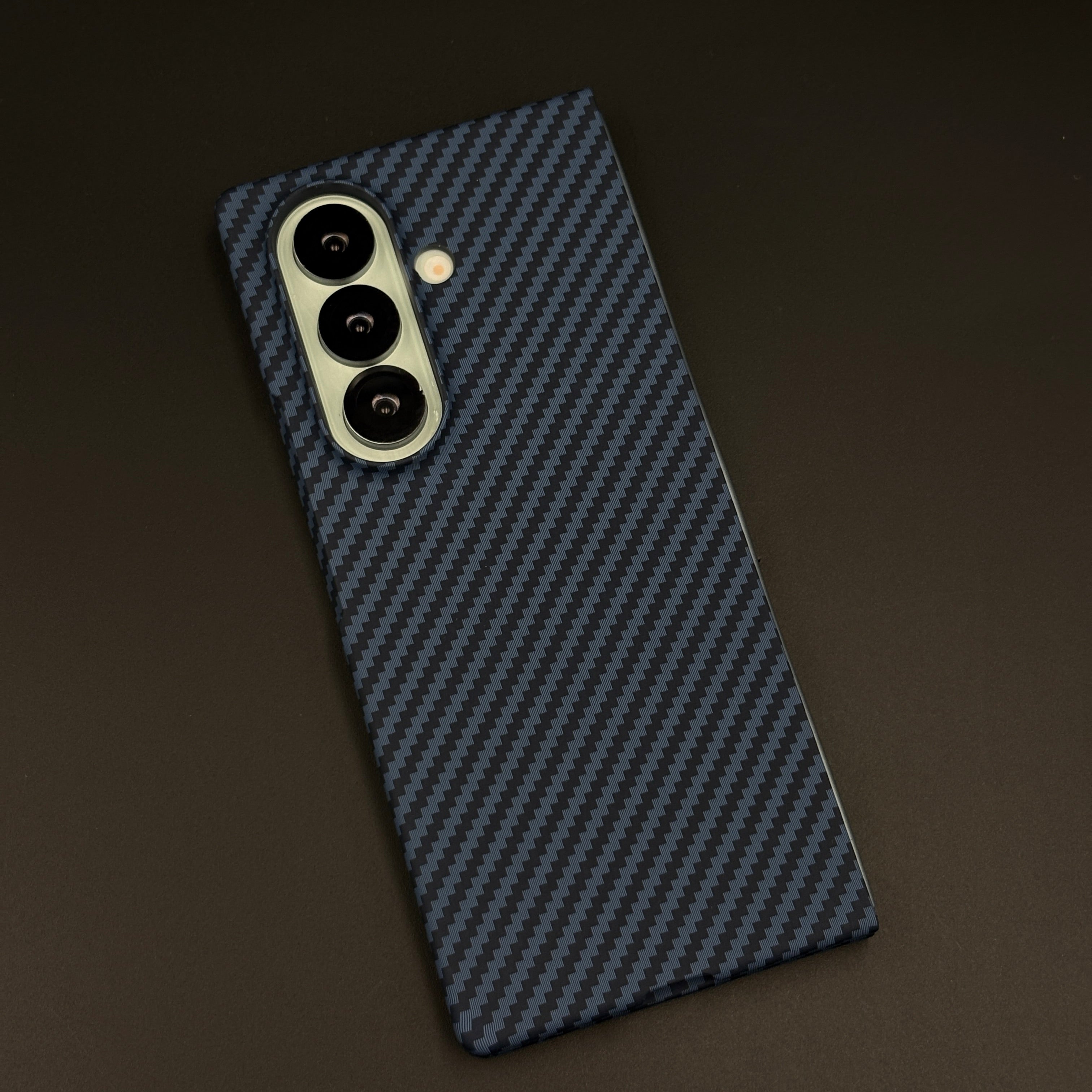 Deep Ocean Blue Hidden MagSafe Carbon Fibre Feel Mobile Case Cover for Samsung Galaxy Z Fold 7 | Slim Protection