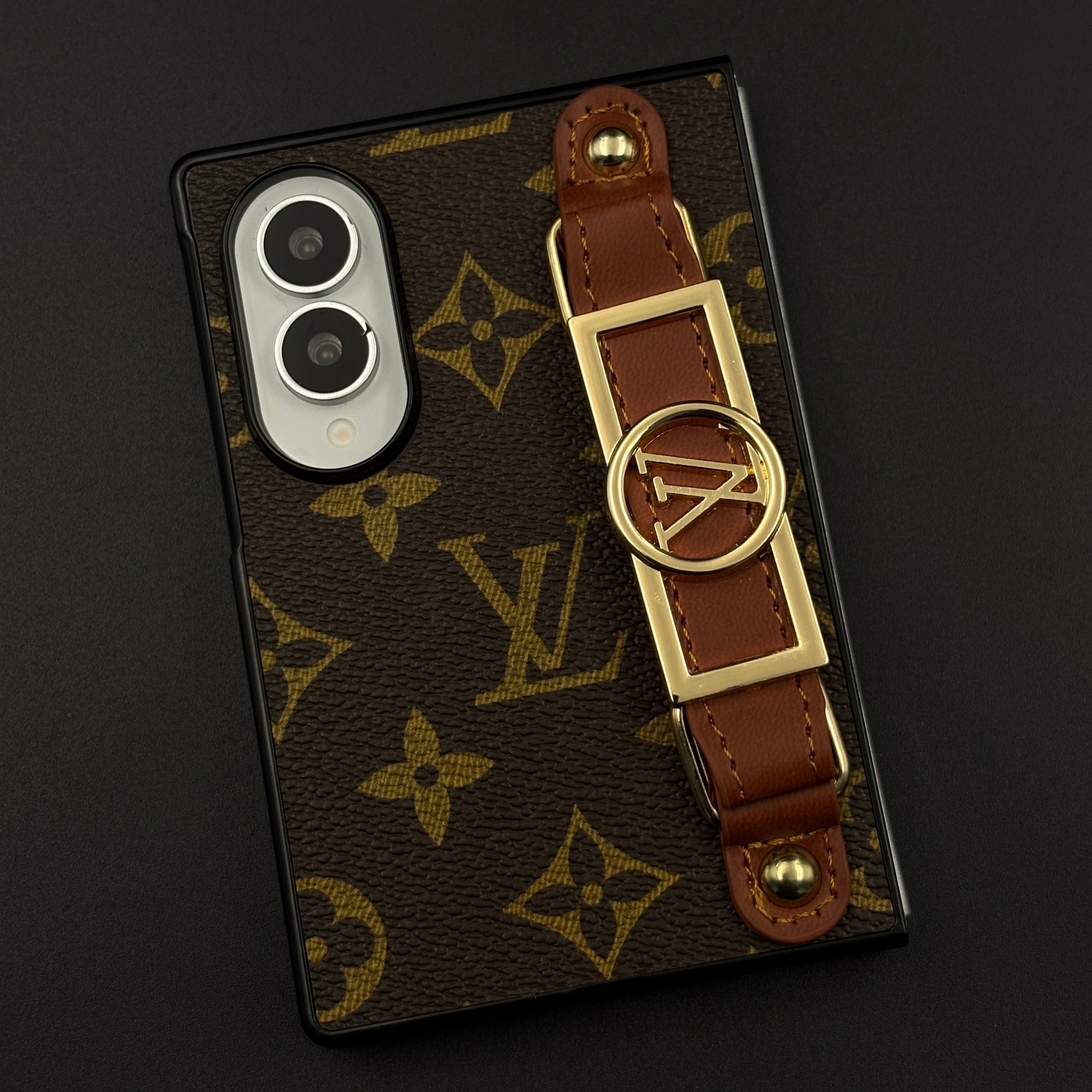 Luxury Brand Leather Case with Gold Buckle Belt Strap for Samsung Galaxy Z Fold 8