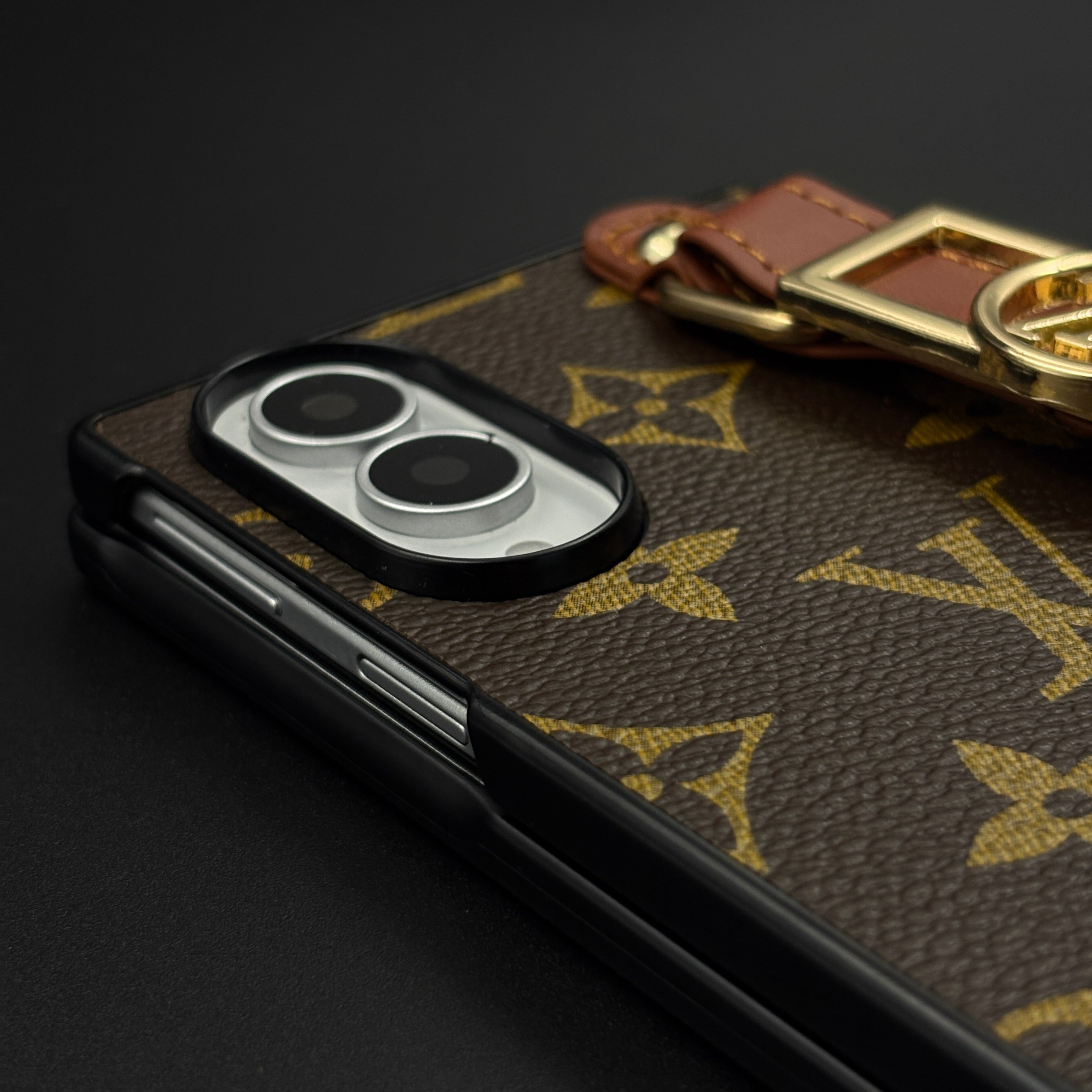 Luxury Brand Leather Case with Gold Buckle Belt Strap for Samsung Galaxy Z Fold 8