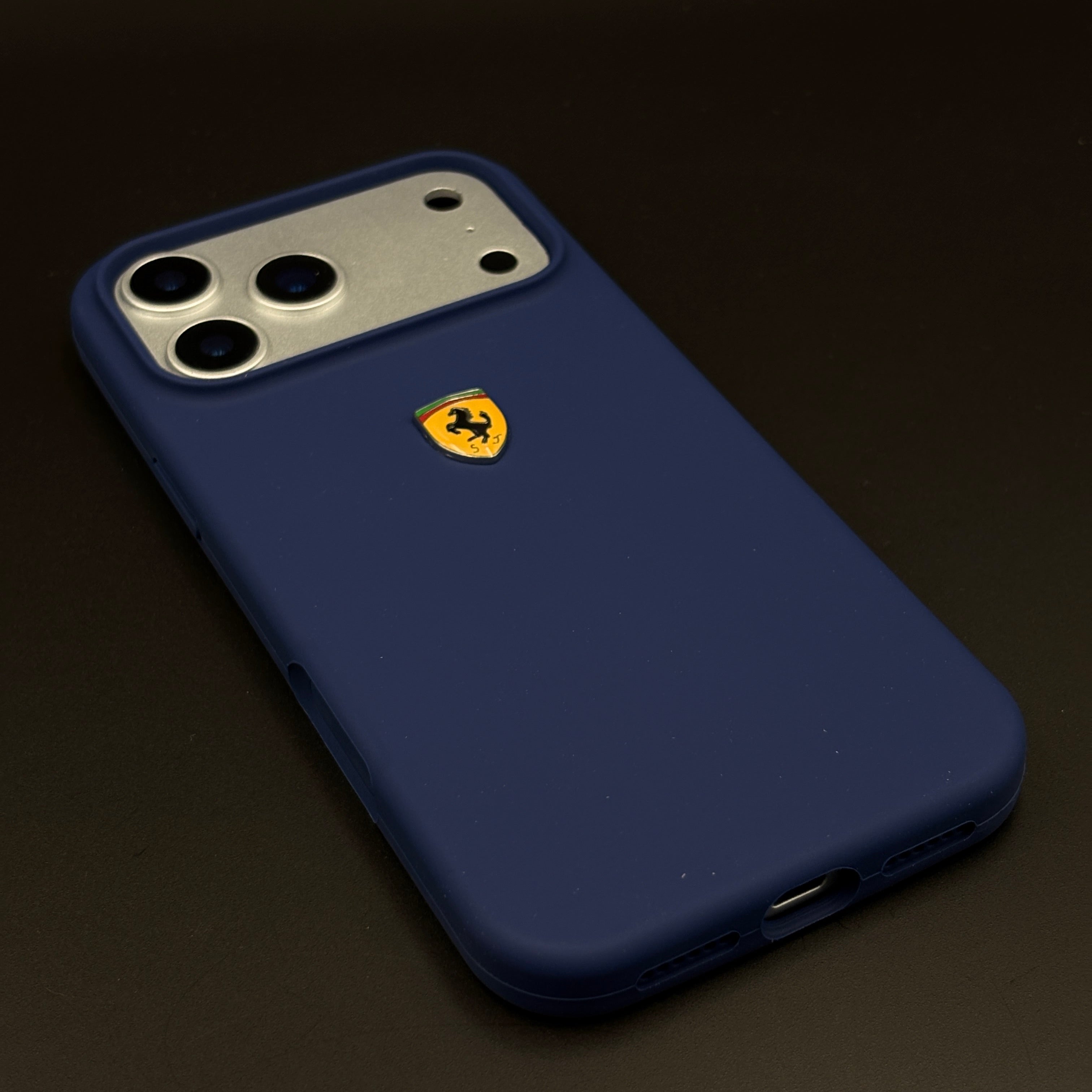 FR Edition Smooth Silk Feel Blue Silicone Phone Case Cover for iPhone 17 Series | Sporty Luxury Finish