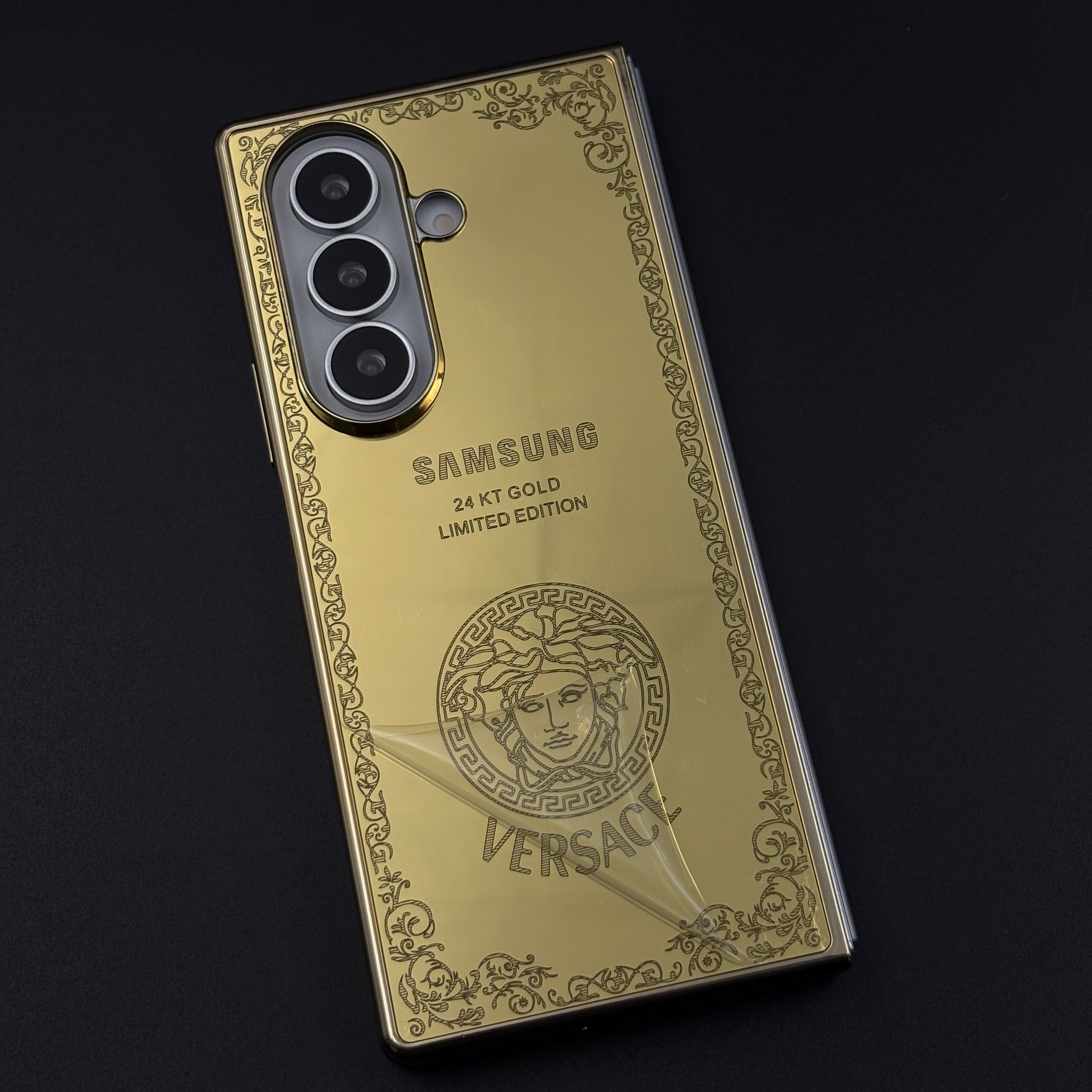 Handcrafted 24K Gold Plated VS Logo Case for Samsung Galaxy Z Fold 8 Ultra | Luxury Limited Edition Cover