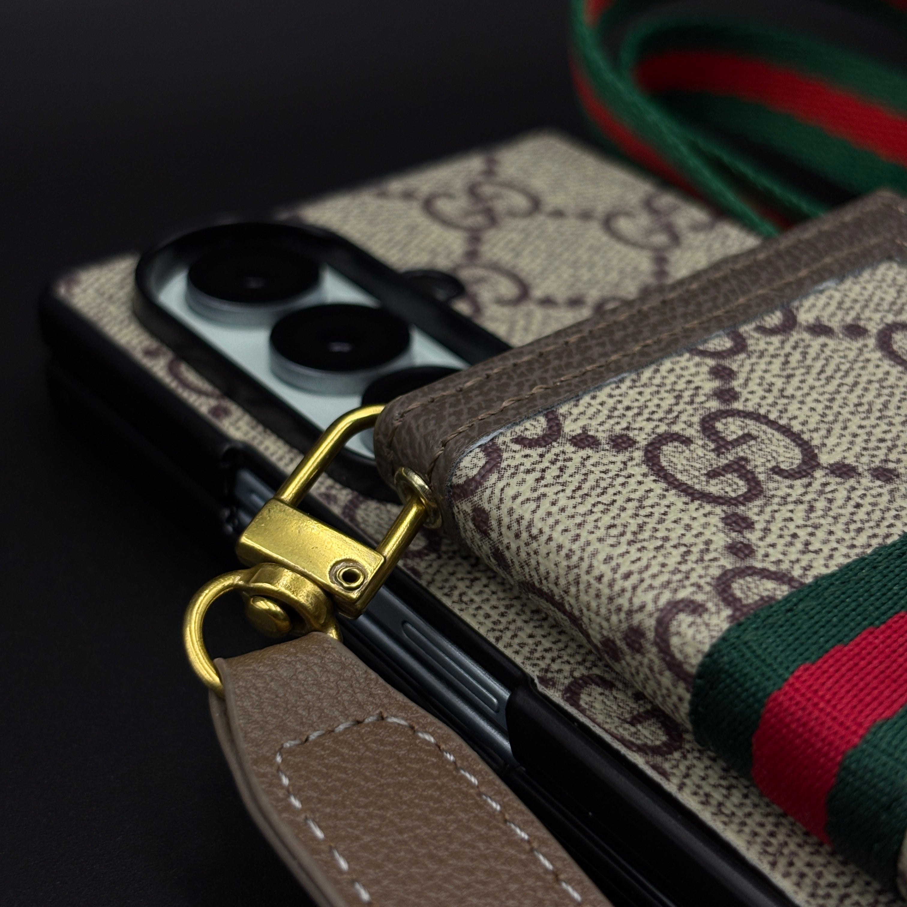 Luxury GG Wallet Case with Sling for Samsung Galaxy Z Fold 7 | Crossbody Strap | Card Holder
