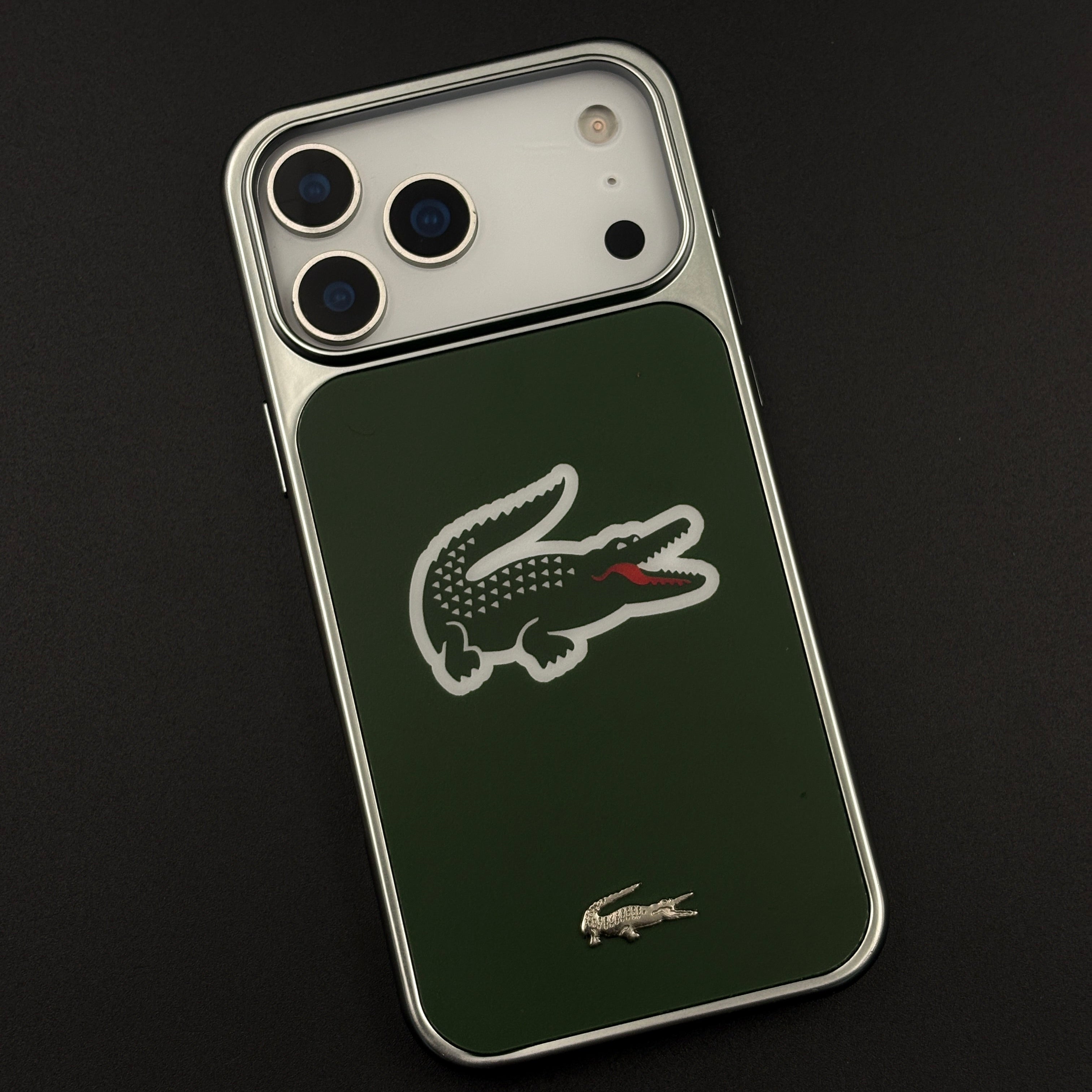 Luxury Lifestyle Brand Croc-Metallic Emblem Case with Metallic Frame for iPhone 17 Series