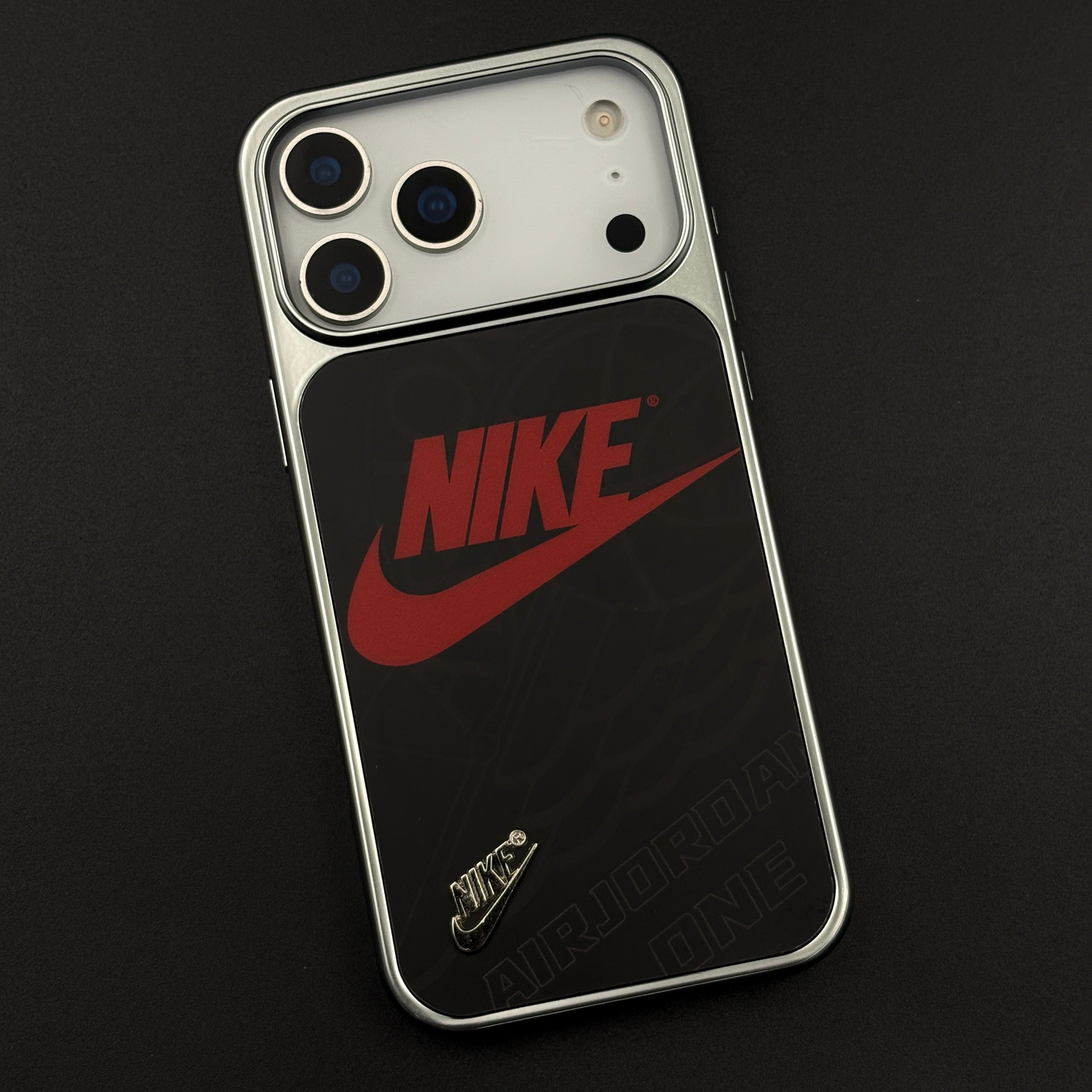Luxury Sport Brand Black Case with Metallic Emblem for iPhone 17 Series