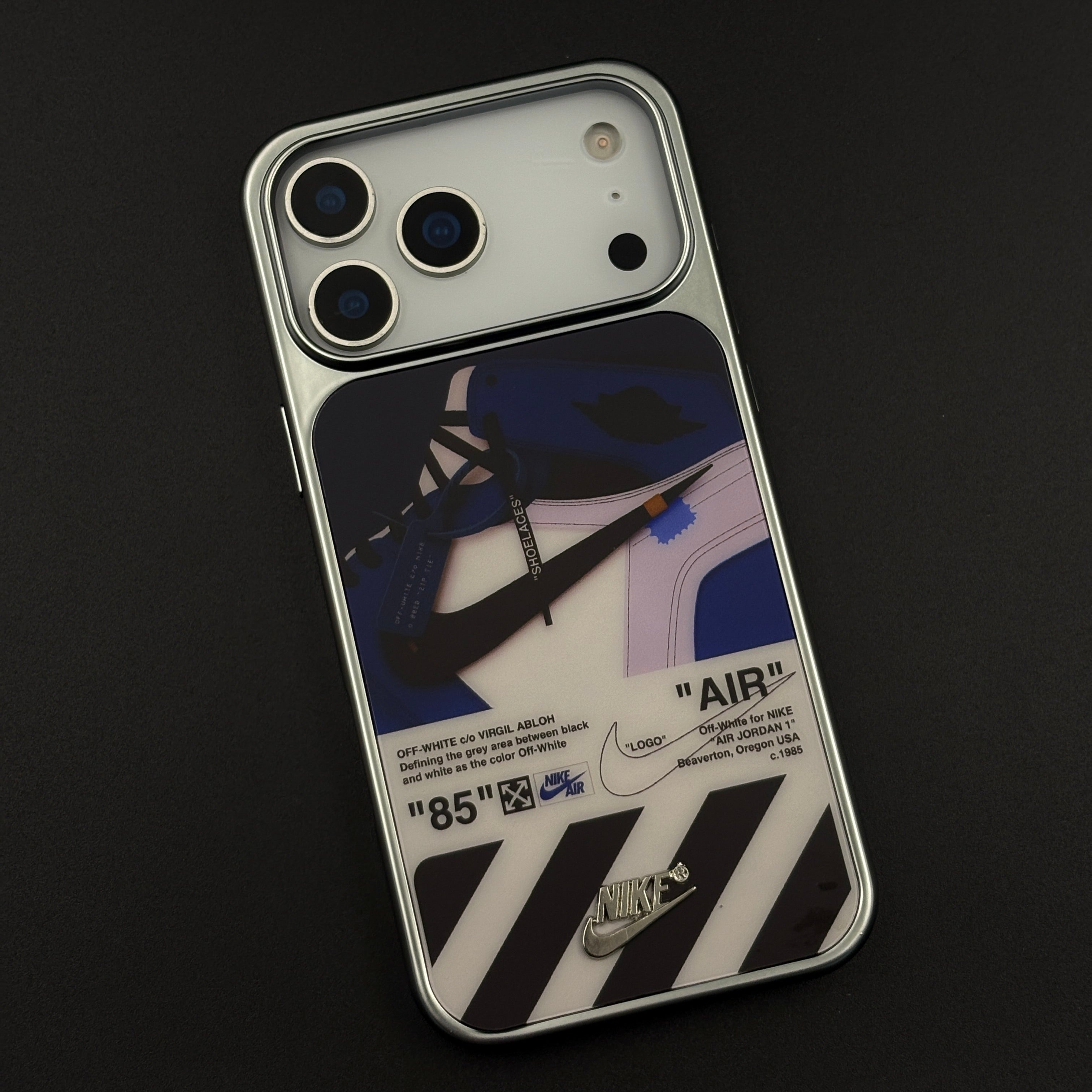 Luxury Sport Brand AIR Graphic Case with Metallic Emblem for iPhone 17 Series