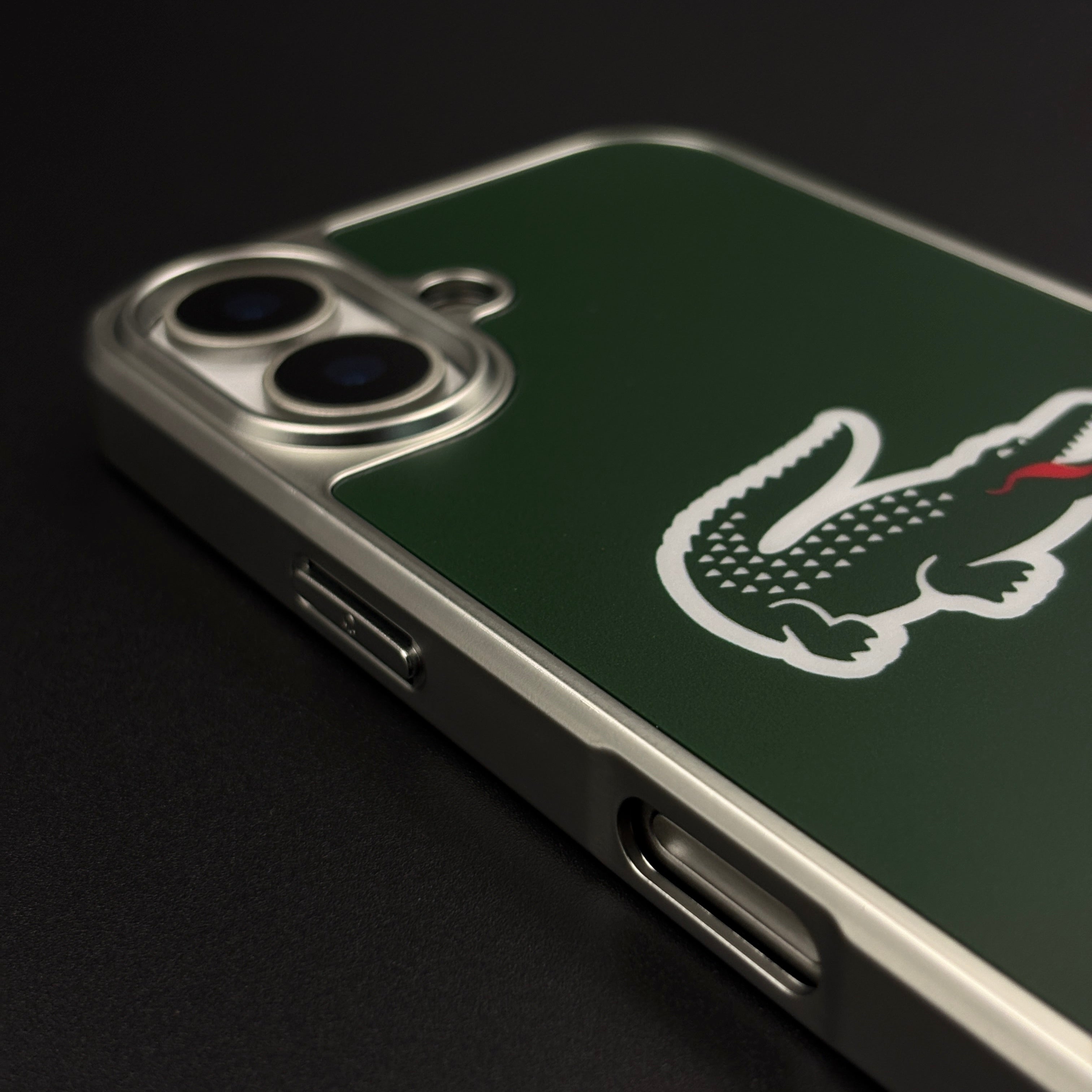 Luxury Lifestyle Brand Croc-Metallic Emblem Case with Metallic Frame for iPhone 17