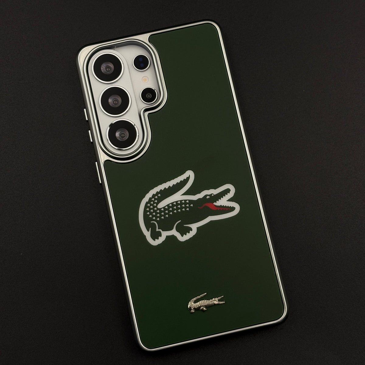 Luxury Lifestyle Brand Croc-Metallic Emblem Case with Metallic Frame for Samsung Galaxy S26 Ultra