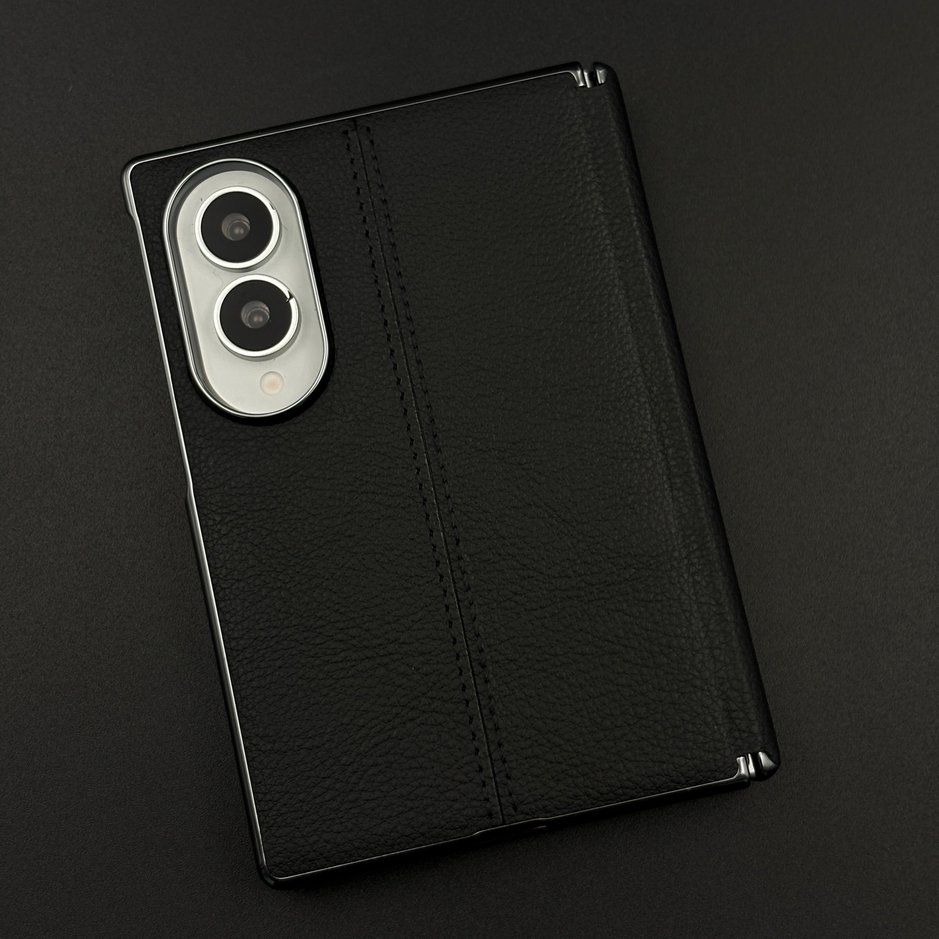 Stitched Leather Hinge Protection Case Cover with Front Screen Guard for Samsung Galaxy Z Fold 8