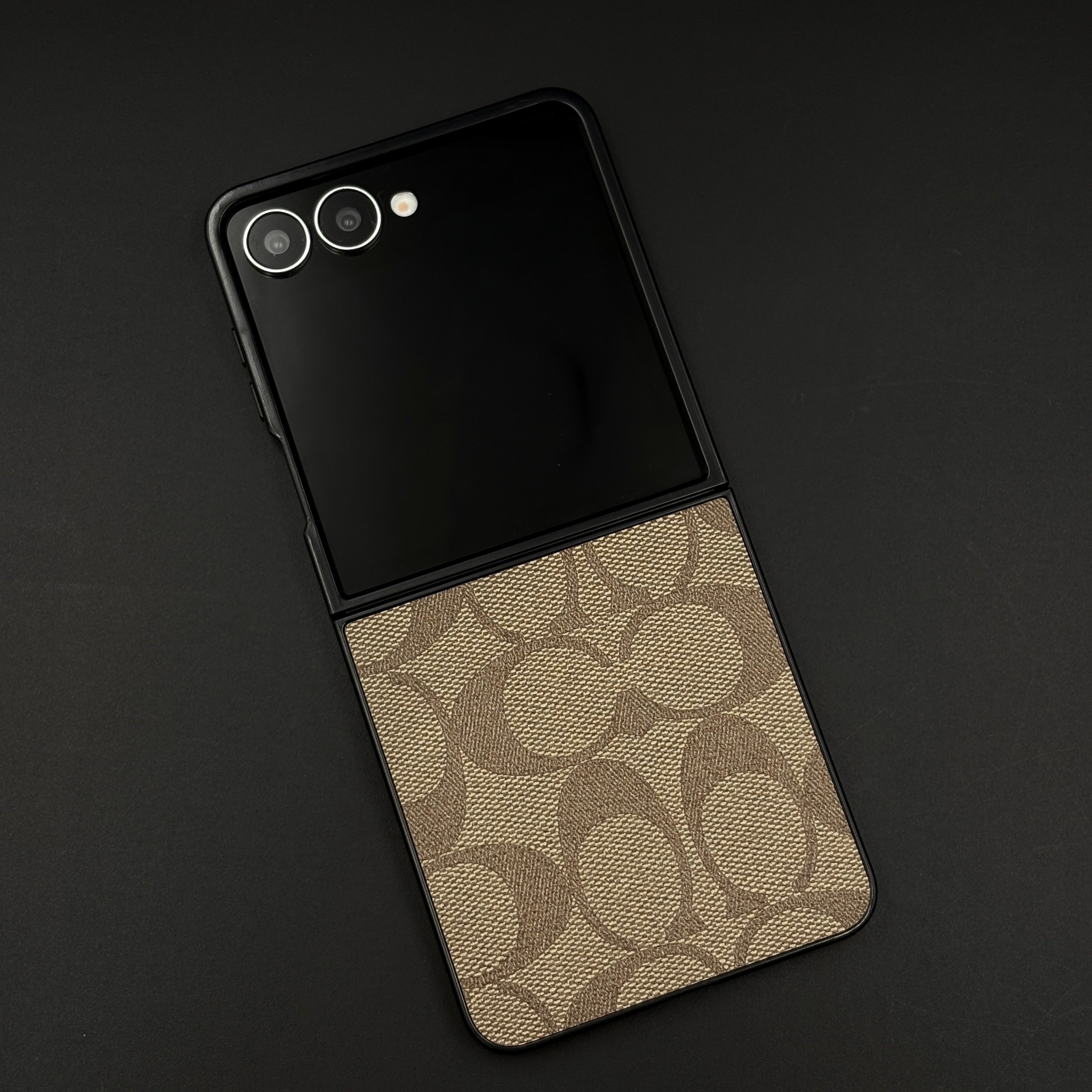 CC Pattern PU Leather Case Cover for Samsung Galaxy Z Flip 7 | Iconic Luxury Brand | Slim Designer Fit