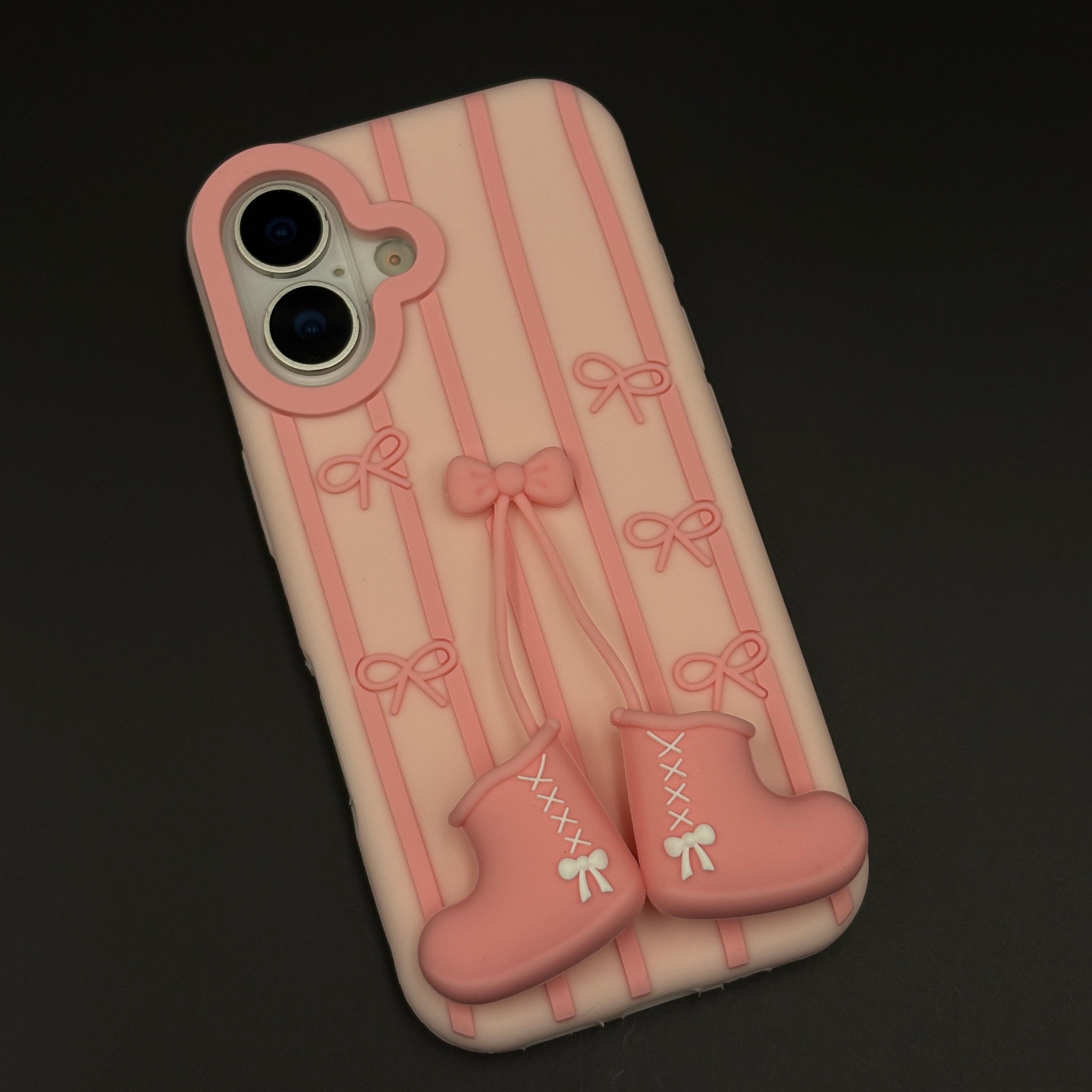 3D Ballet Boots Bow Stripe Cute Mobile Case Cover for iPhone 17